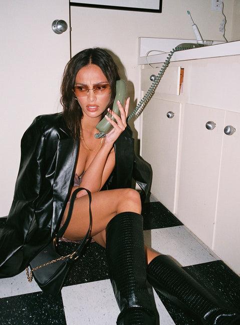 Jocelyn Faux Leather Blazer Black Product Image