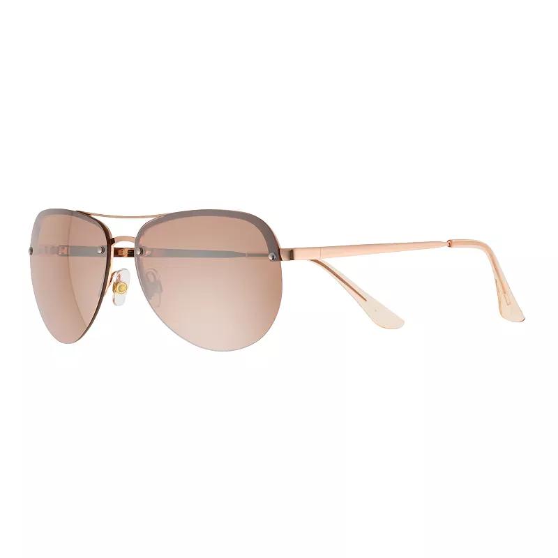 Womens Sonoma Goods For Life 60mm Metal Rimless Aviator Sunglasses Product Image