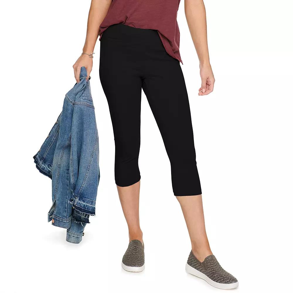 Women's Sonoma Goods For Life® Wide-Waistband Capri Leggings, Size: XS, Pitch Black Product Image