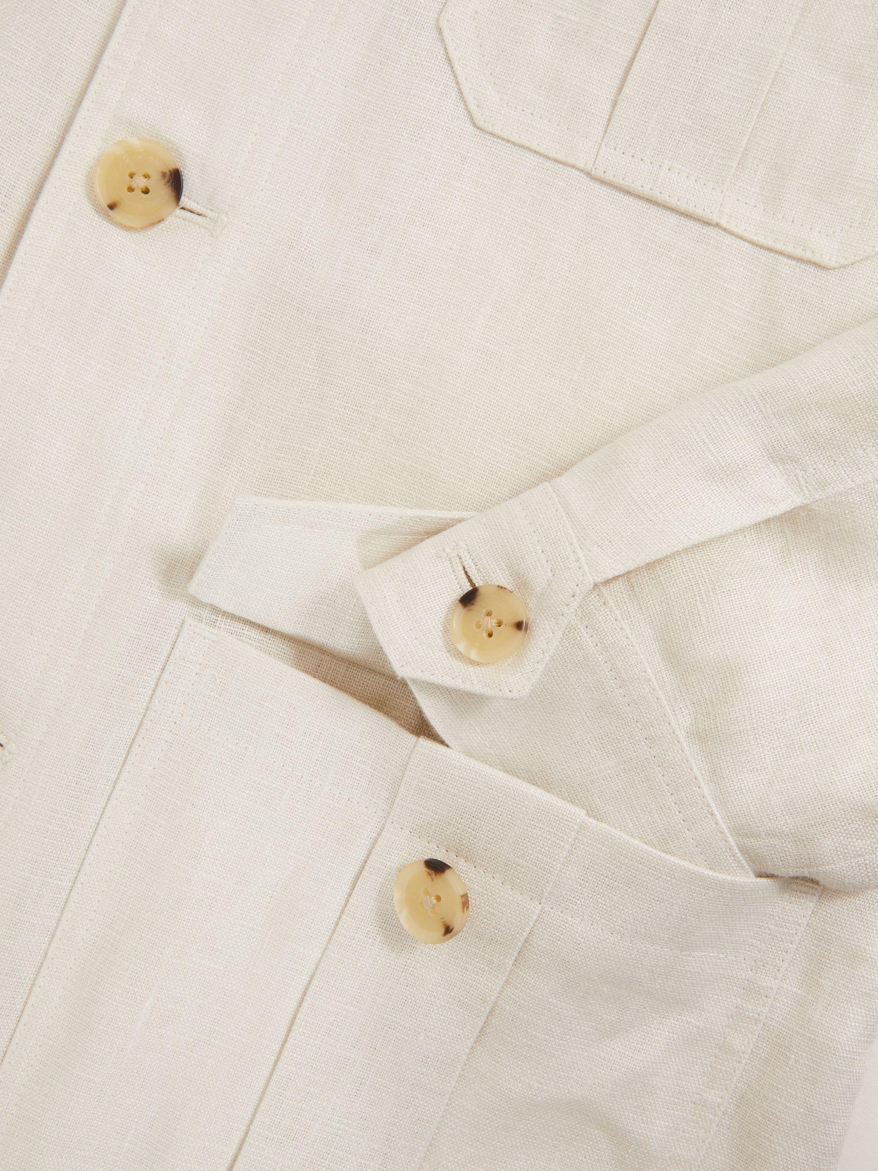 Linen Four-Pocket Safari Jacket in Off White Product Image