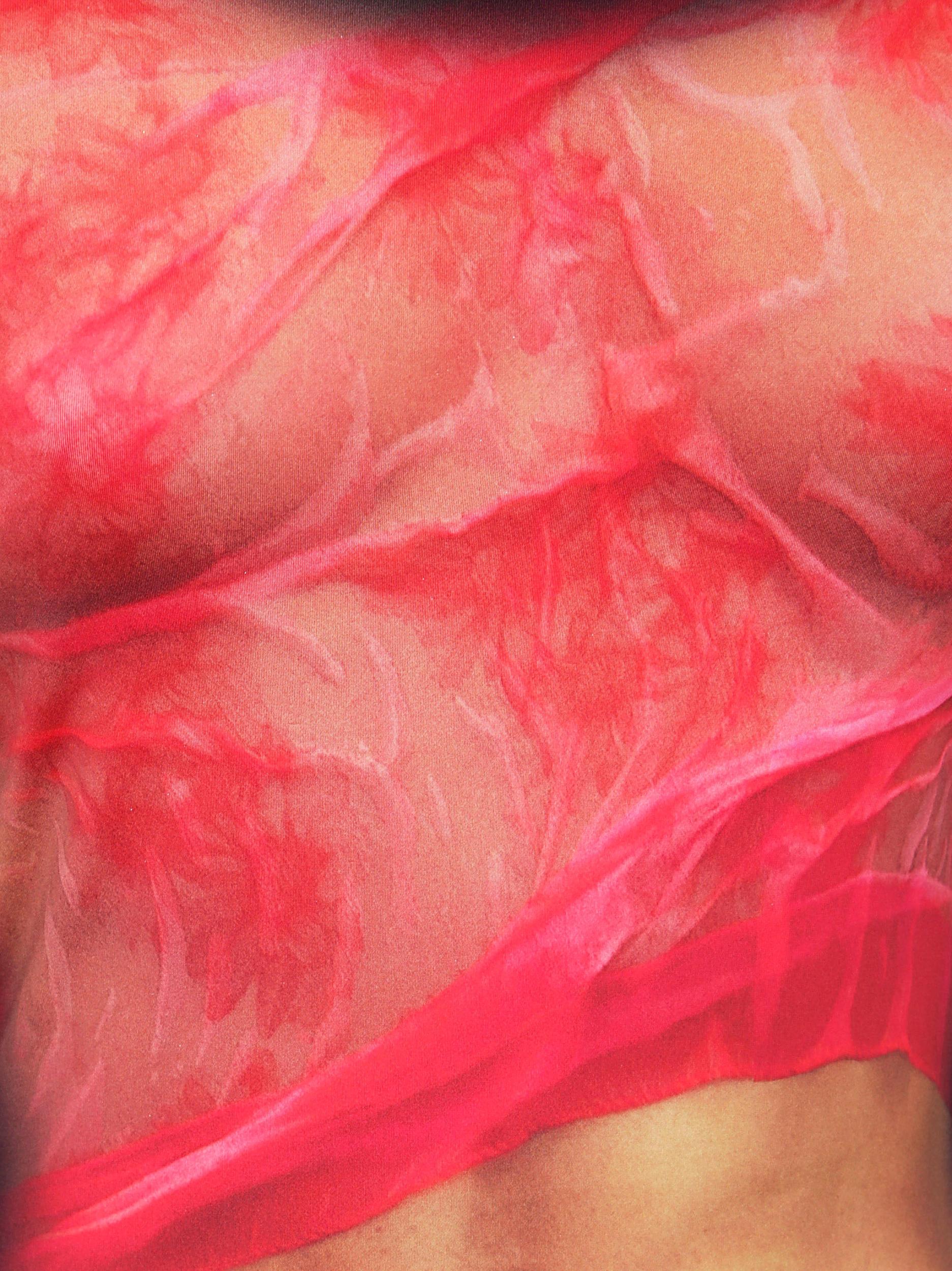 MARINE SERRE Multicolor Long Dress With All-over Graphic Print In Tech Fabric Woman In Beige Product Image