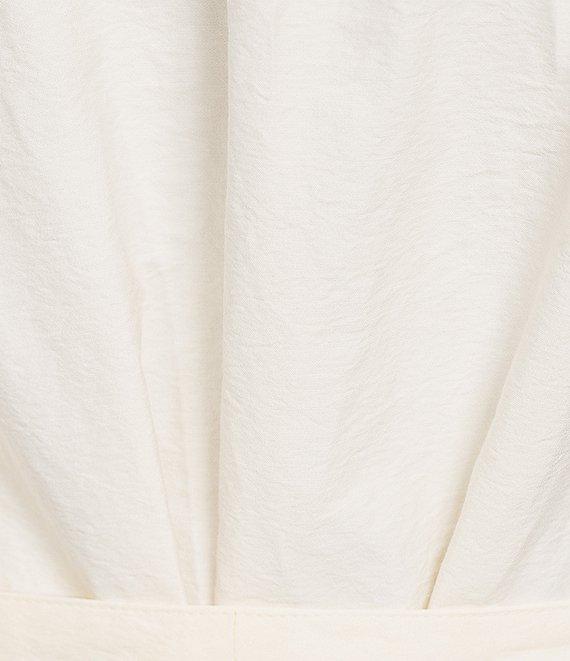 Marella Ossola Crinkle Texture Crossover V-Neckline Cap Sleeve Fit & Flare Wrap Midi Dress Product Image