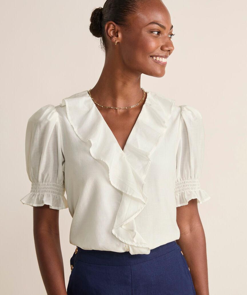 Ruffle-Neck Blouse Product Image