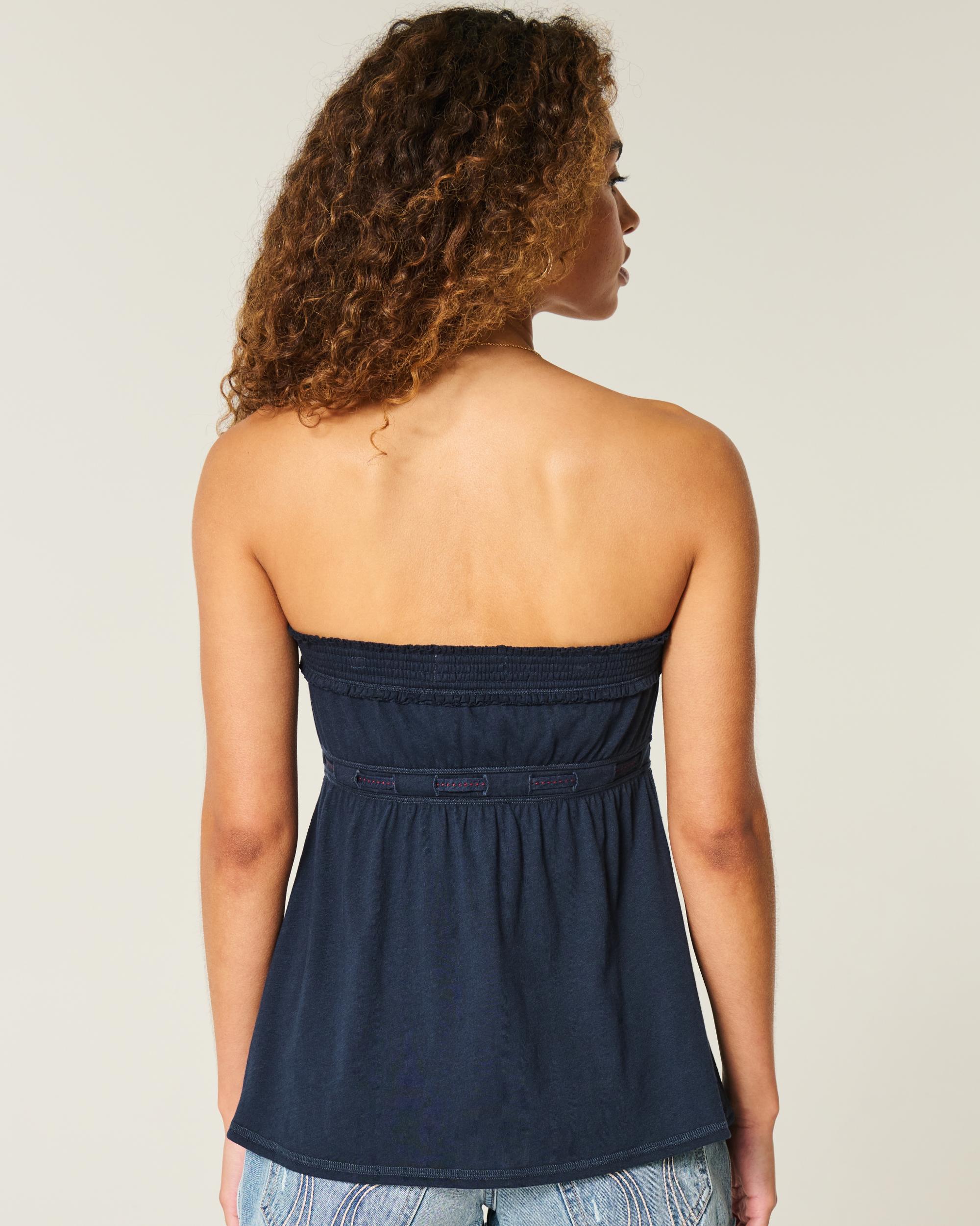 Strapless Tie Waist Babydoll Top Product Image