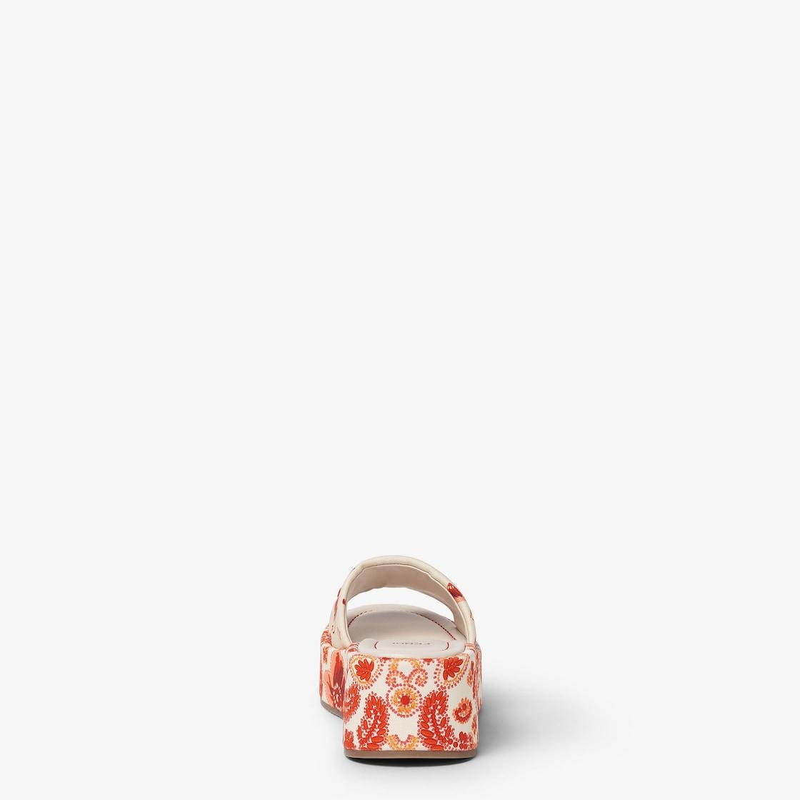 Fendi SunshineCamelia and red canvas flatform slides Product Image