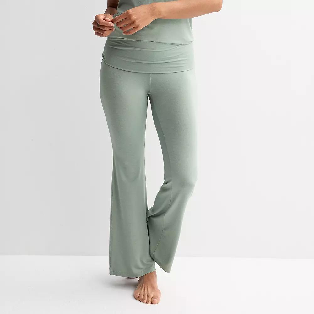 Women's Sonoma Goods For Life® Fold Over Sleep Pants, Size: XL, White Green Product Image