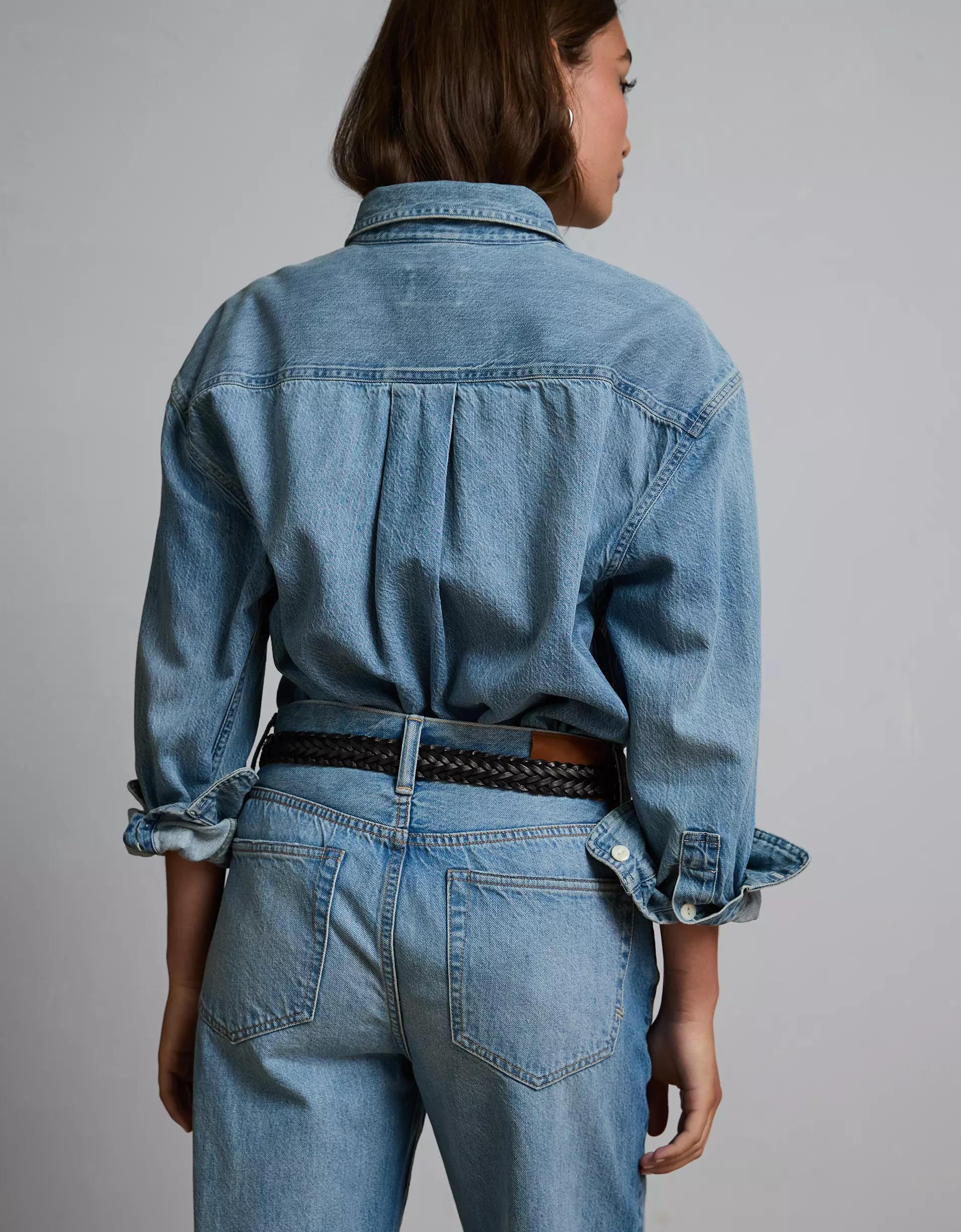 AE77 Premium Denim Boyfriend Shirt Product Image