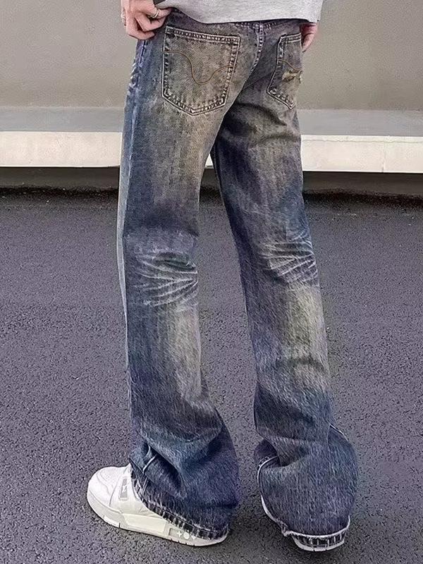 Men's Vintage Blue Ombre Straight Leg Jeans Product Image