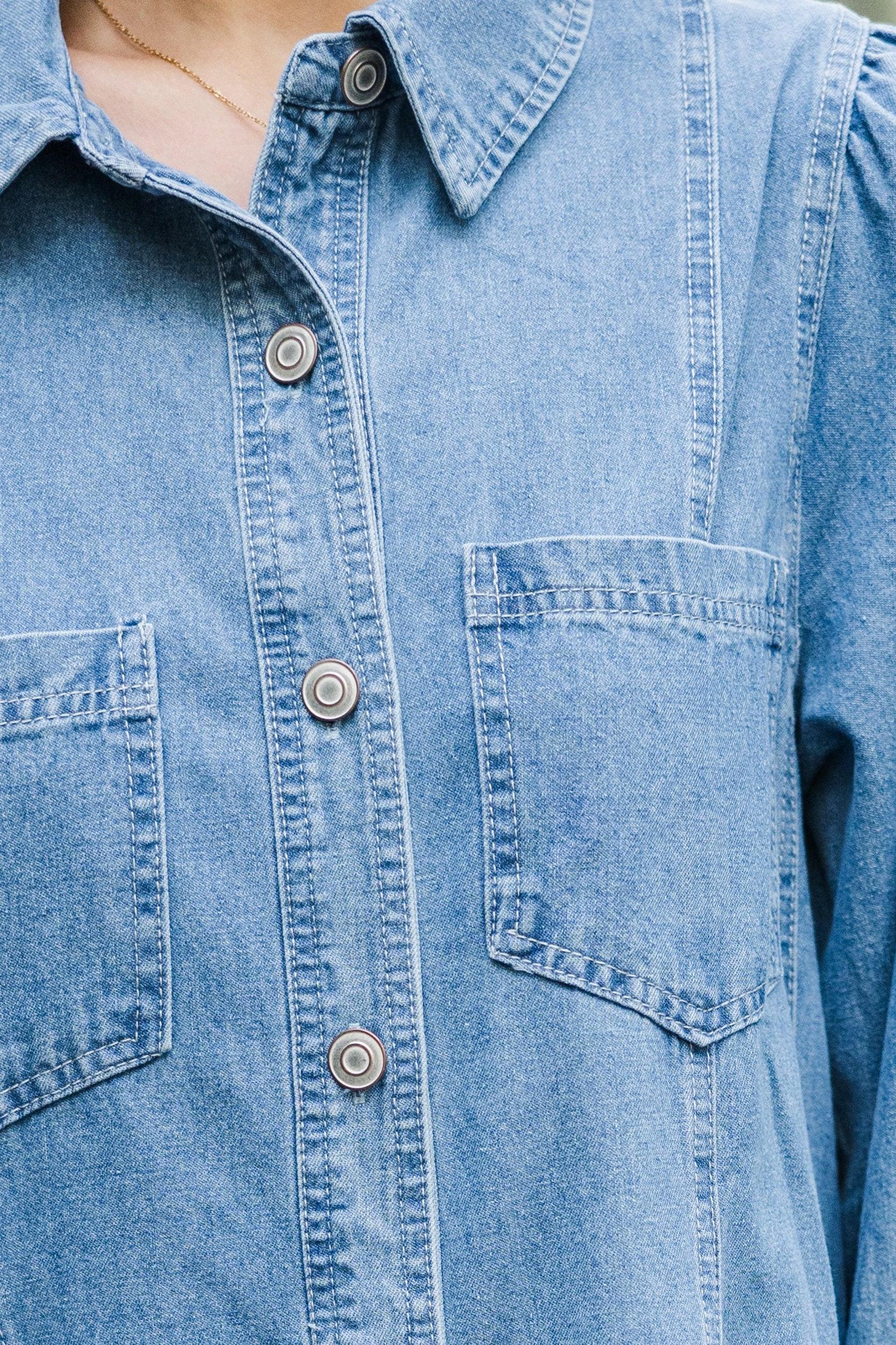 Follow Your Lead Medium Wash Denim Dress Female Product Image