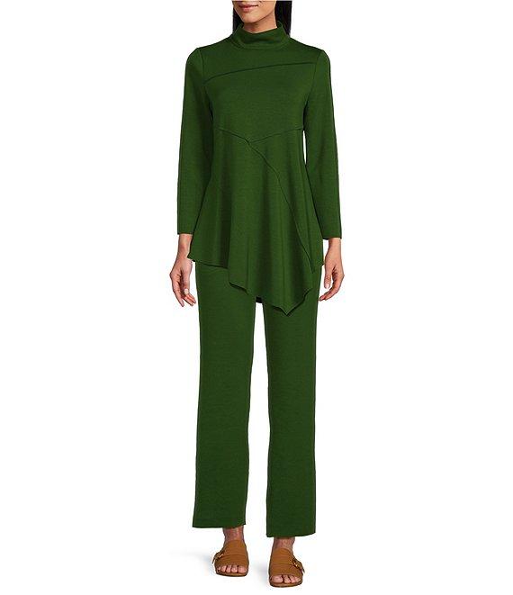 IC Collection Soft Knit Crepe Mock Neck Long Sleeve Top Product Image