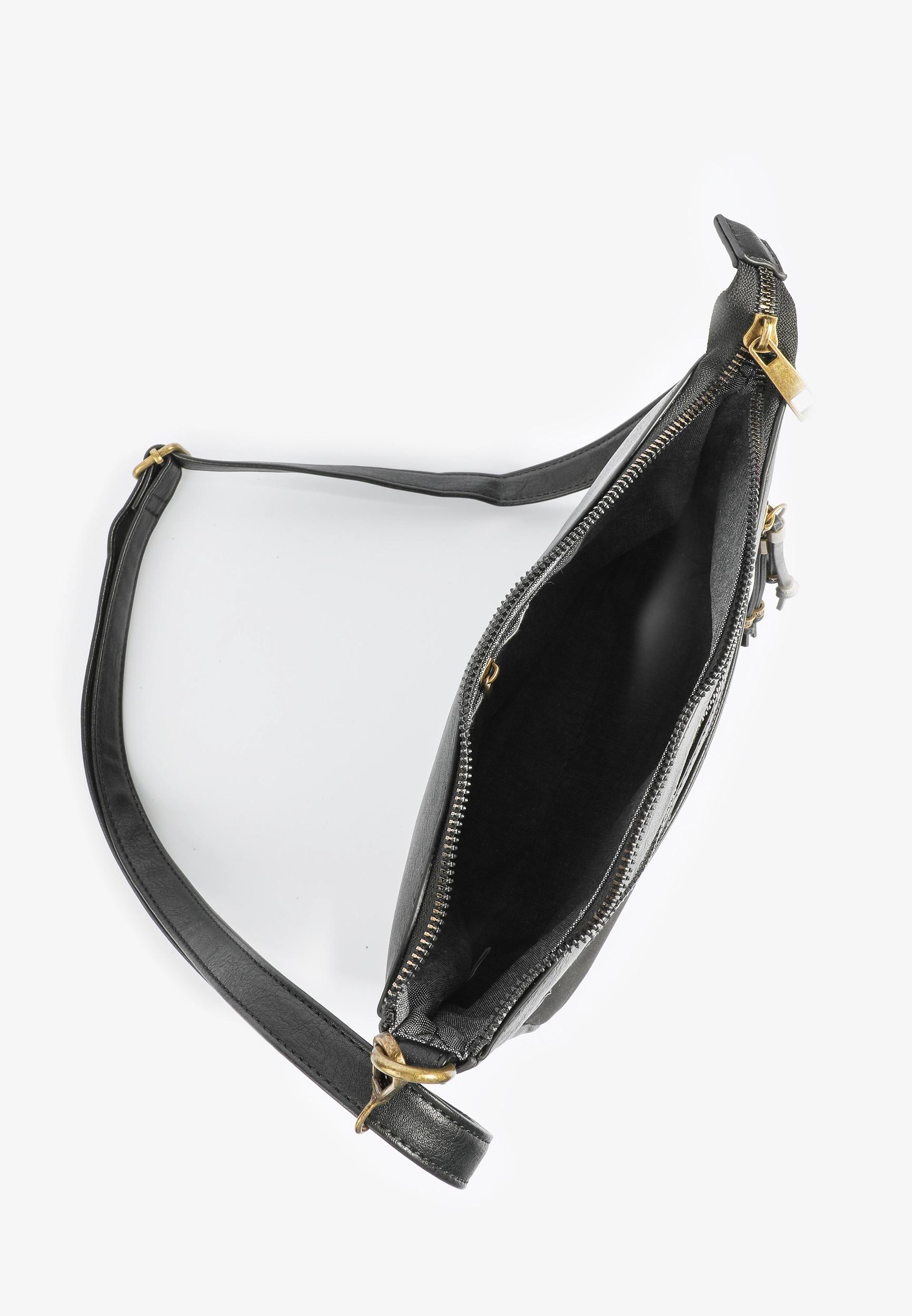 Black Faux Leather Zipper Crossbody Bag Product Image