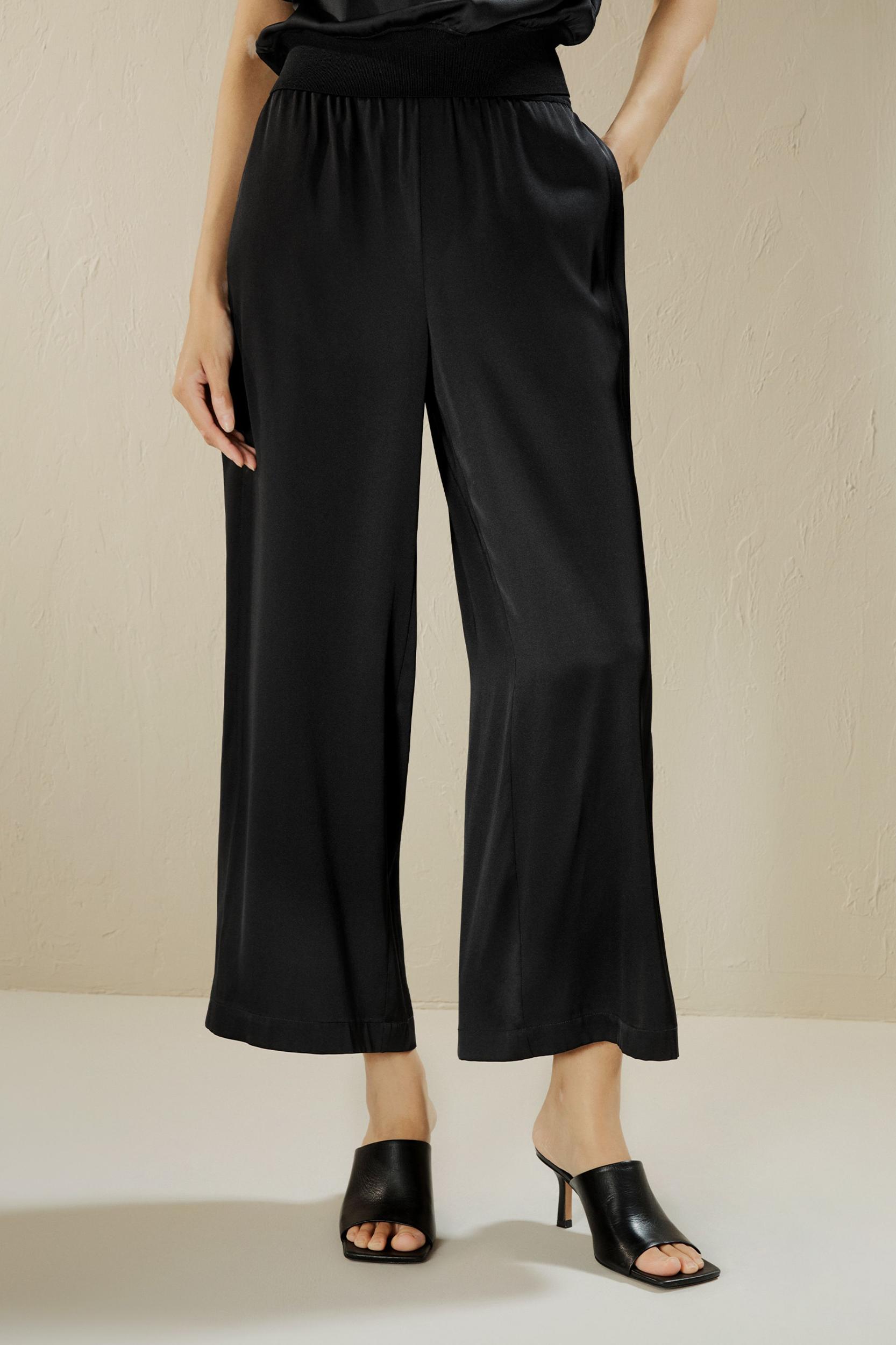 Wide leg cropped silk pants Product Image