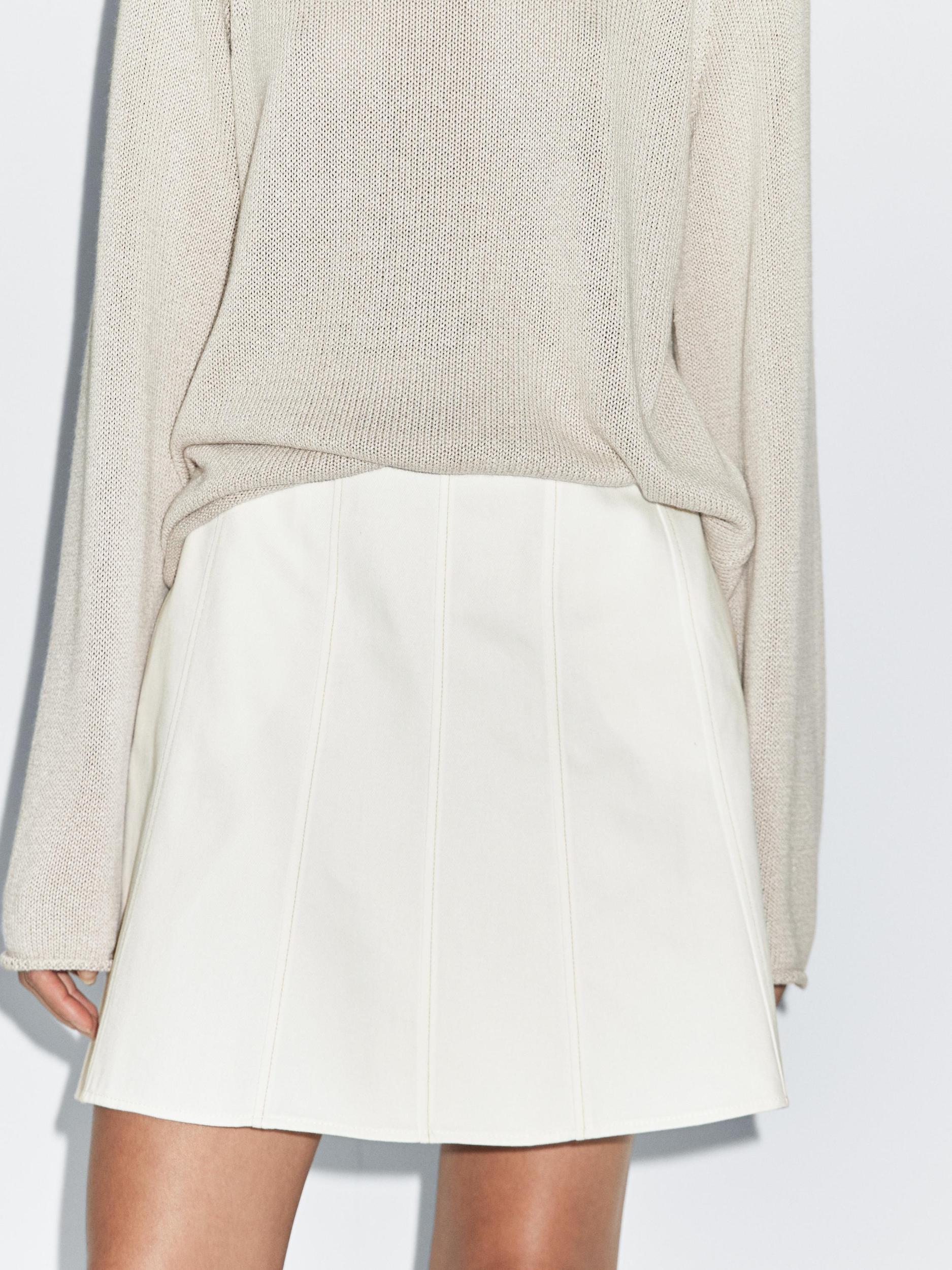 Short denim skirt with seam details Product Image