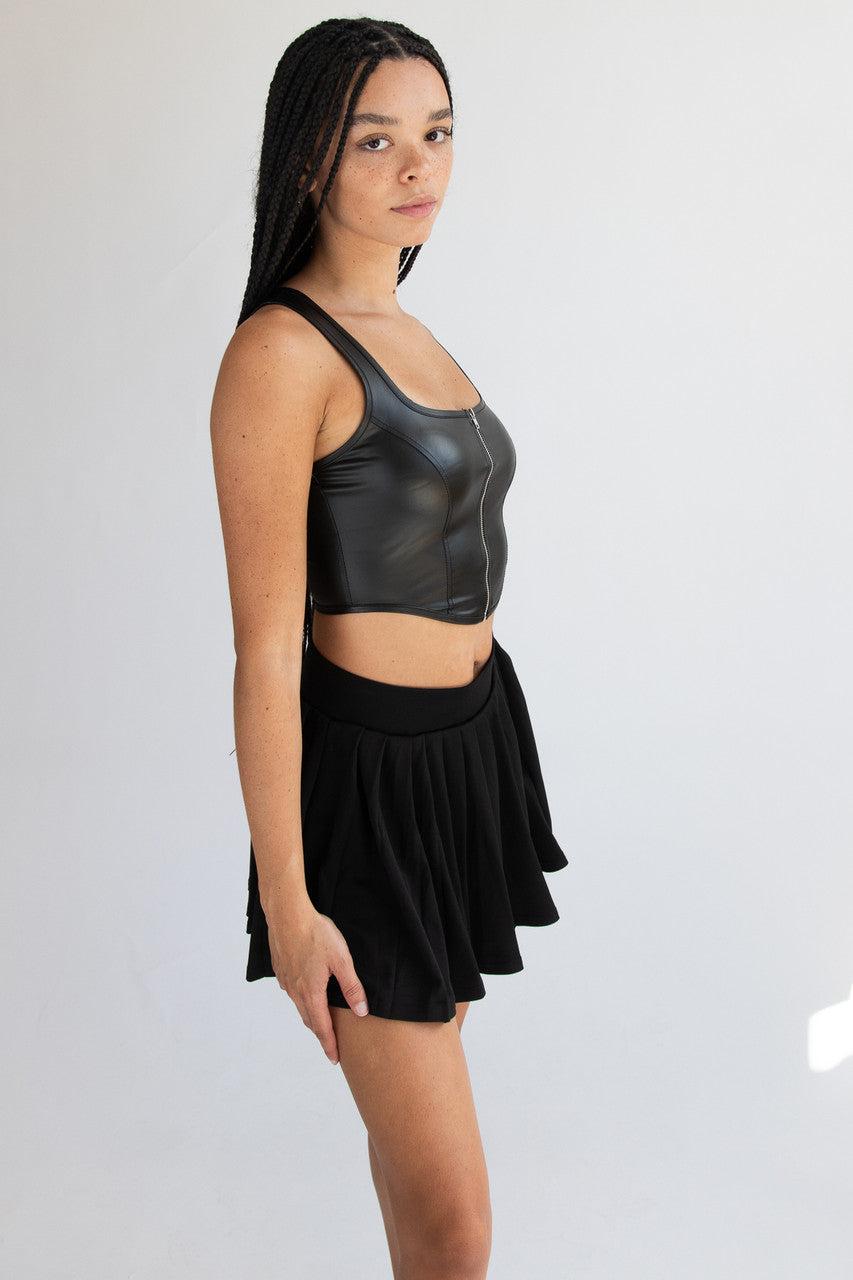 Zipper Front Pleather Crop Tank Product Image