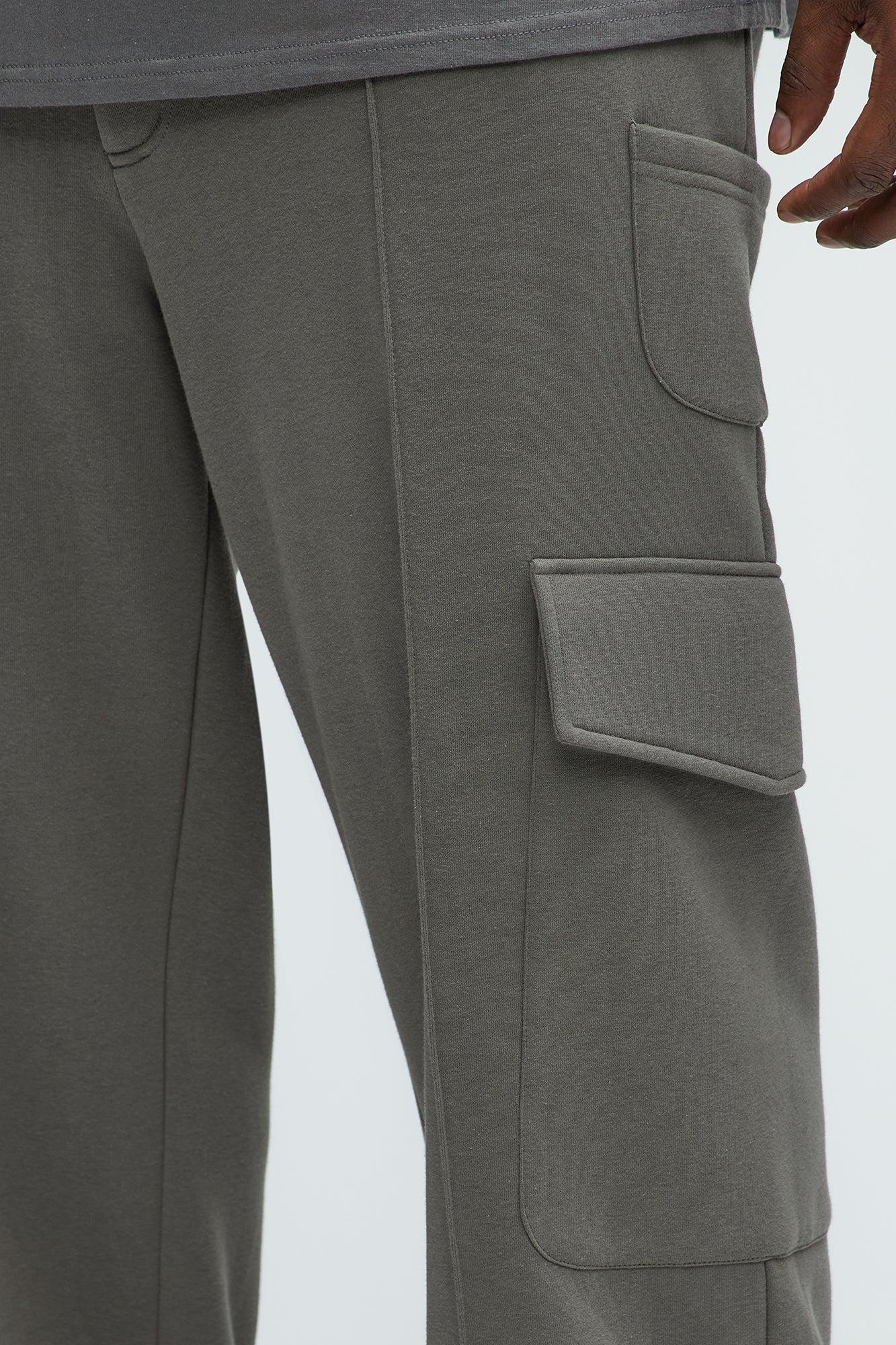 Tyson Baggy Cargo Sweatpants - Grey Product Image