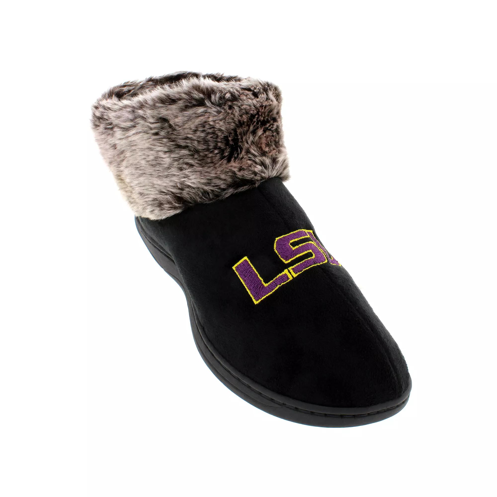 LSU Tigers Women's Faux-Fur Slippers, Size: Large, Black Product Image