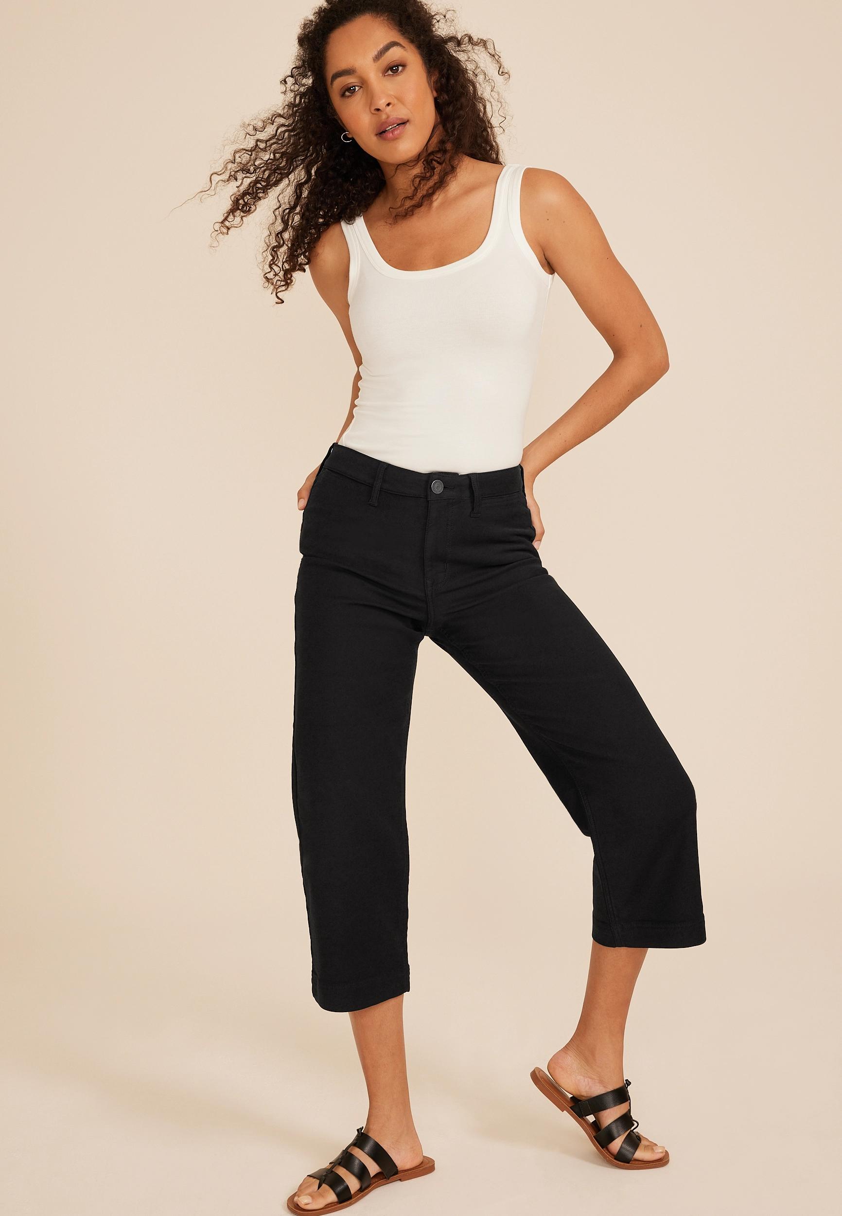 Maurices Womens Stretch Twill High Rise Wide Leg Pants Product Image