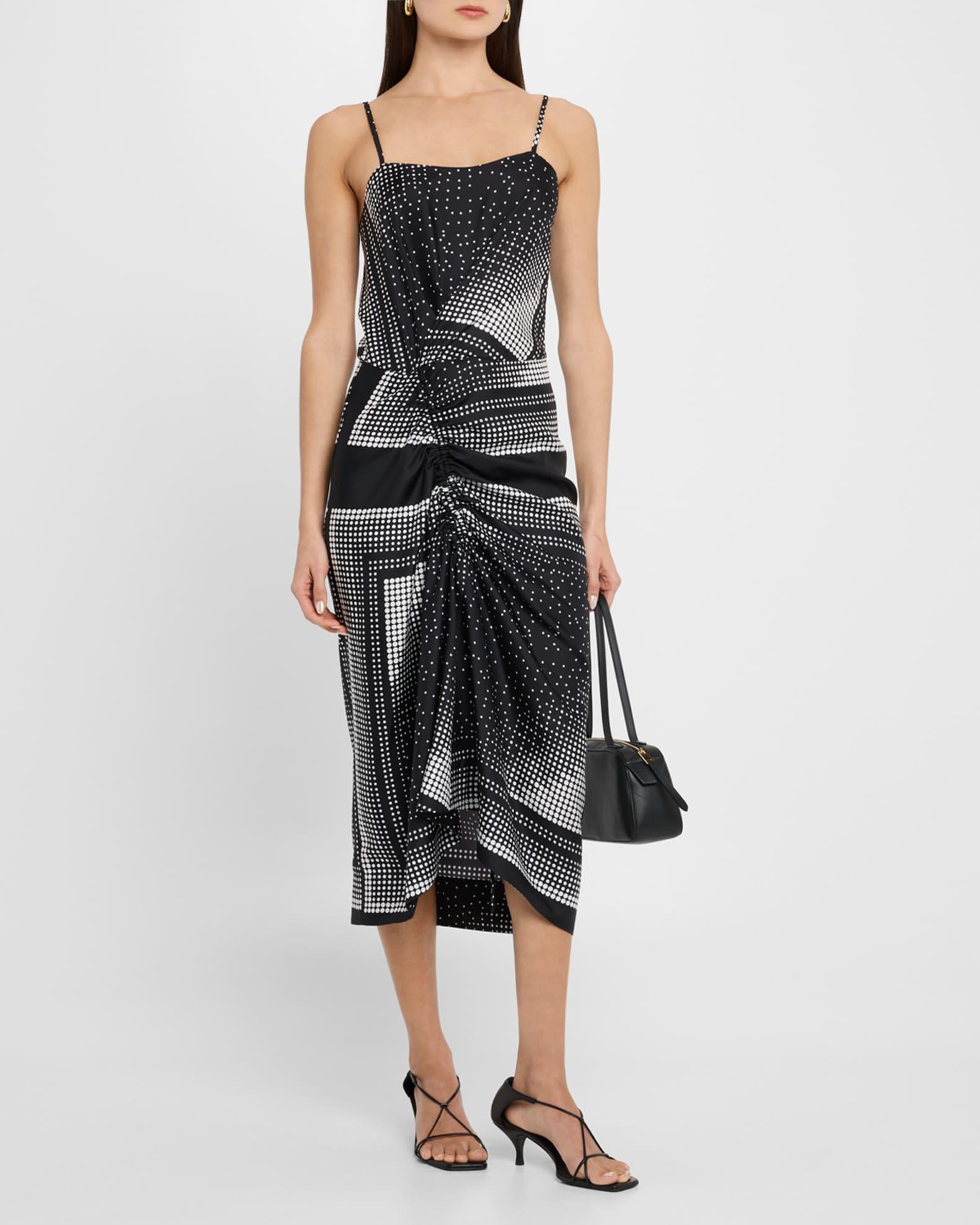 Angie Ruched Dot-Print Silk Midi Dress Product Image