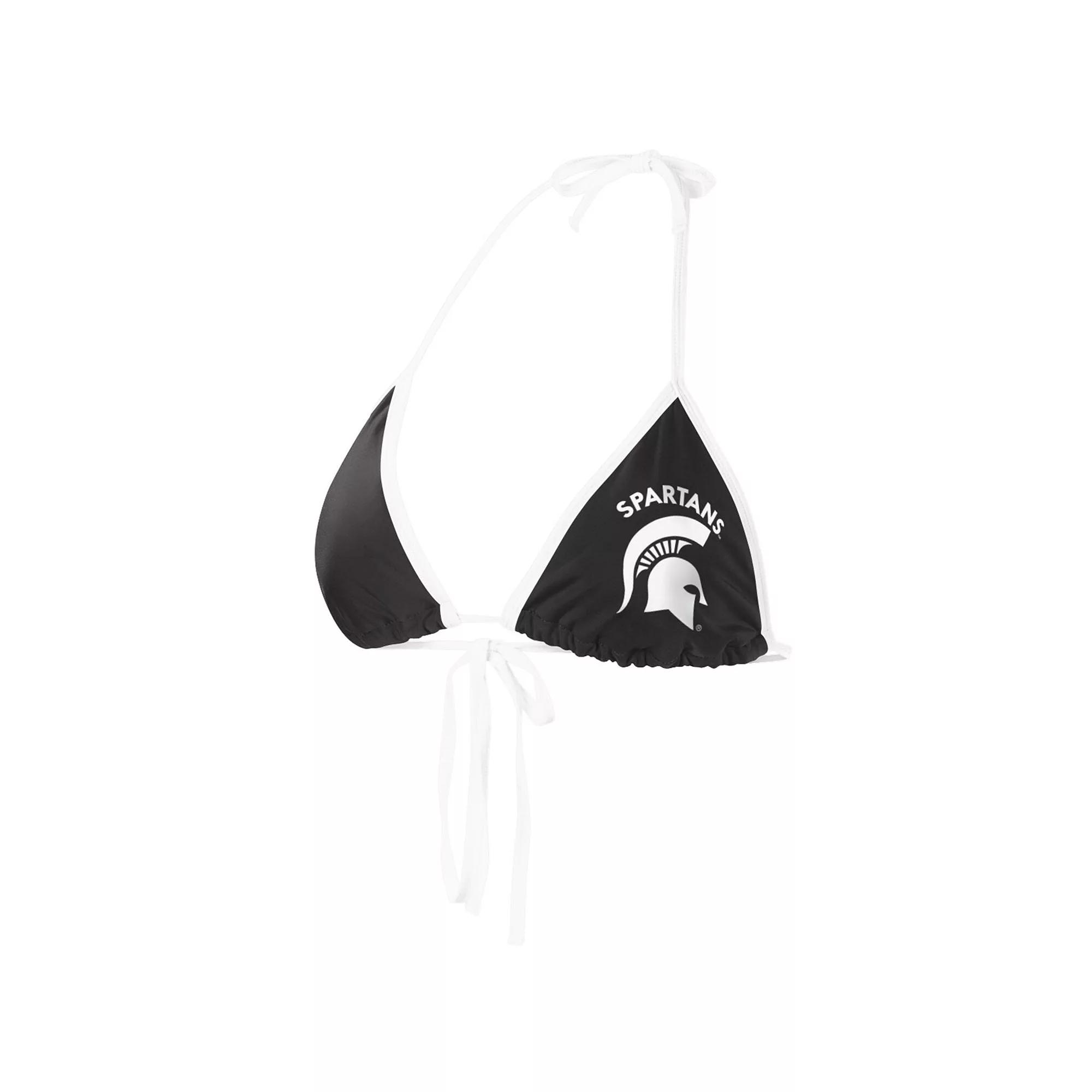 Women's G-III 4Her by Carl Banks Black Michigan State Spartans Perfect Match Bikini Top, Size: Large Product Image