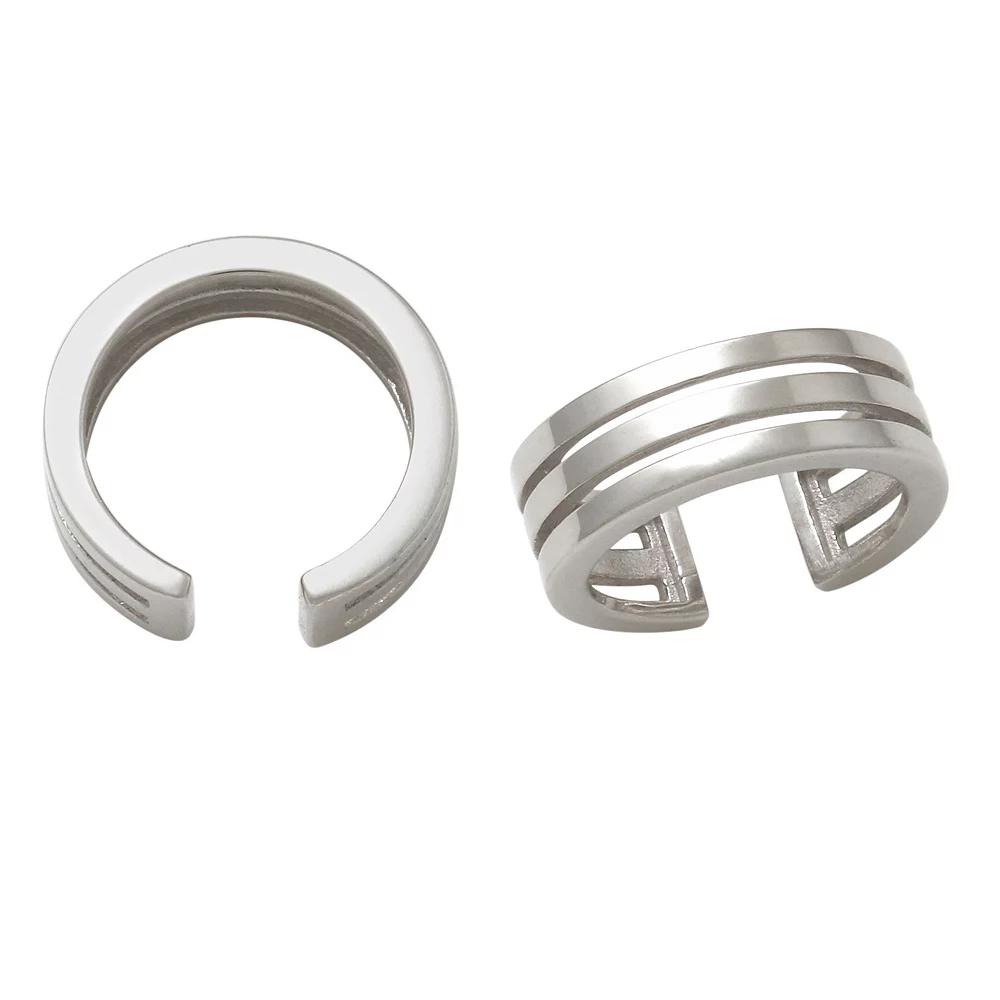 Amella Jewels Sterling Silver 3-Lines Ear Cuff, Women's Product Image