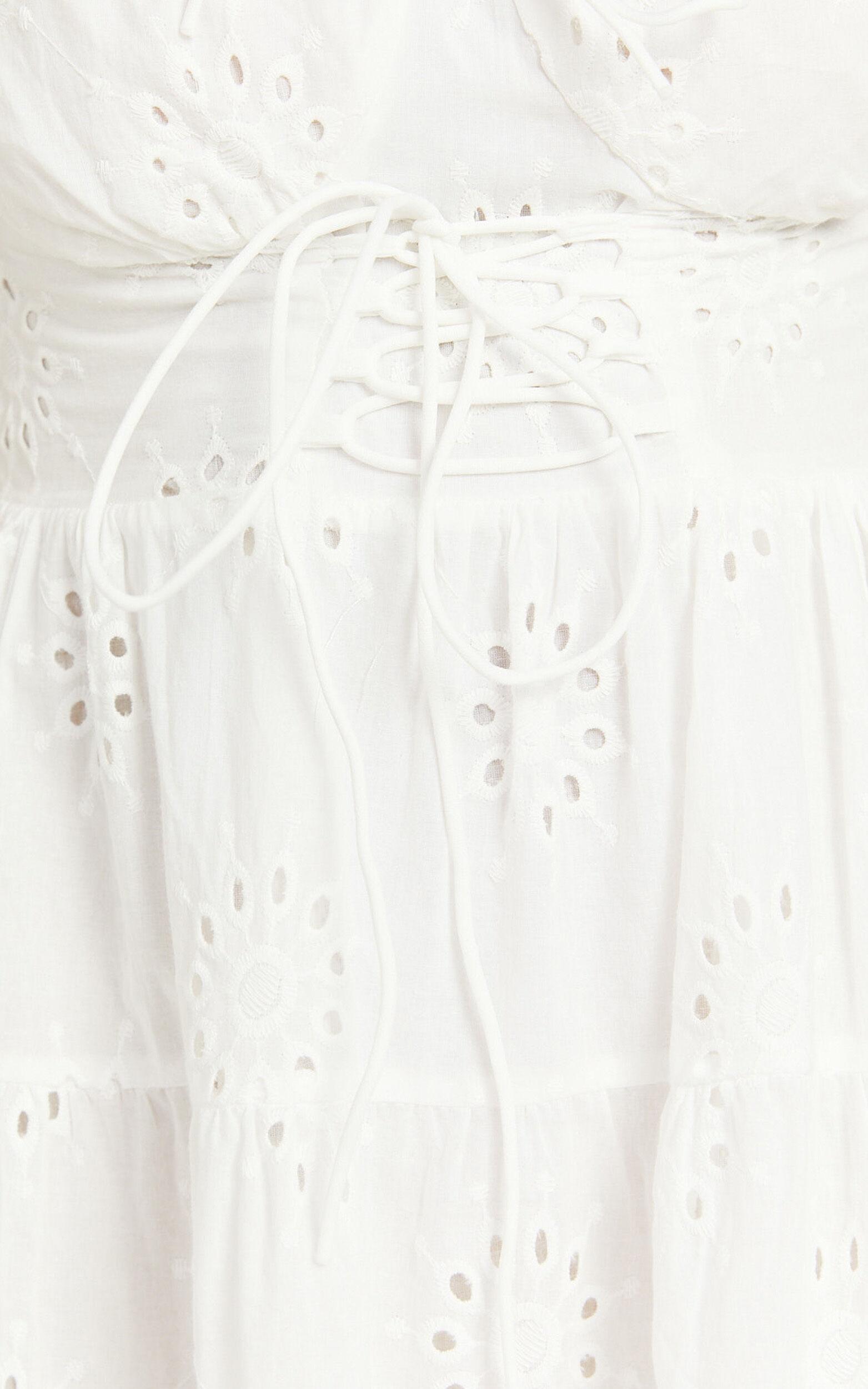 Nieza Mini Dress - Short Sleeve Corset Detail Mini Dress in White Product Image