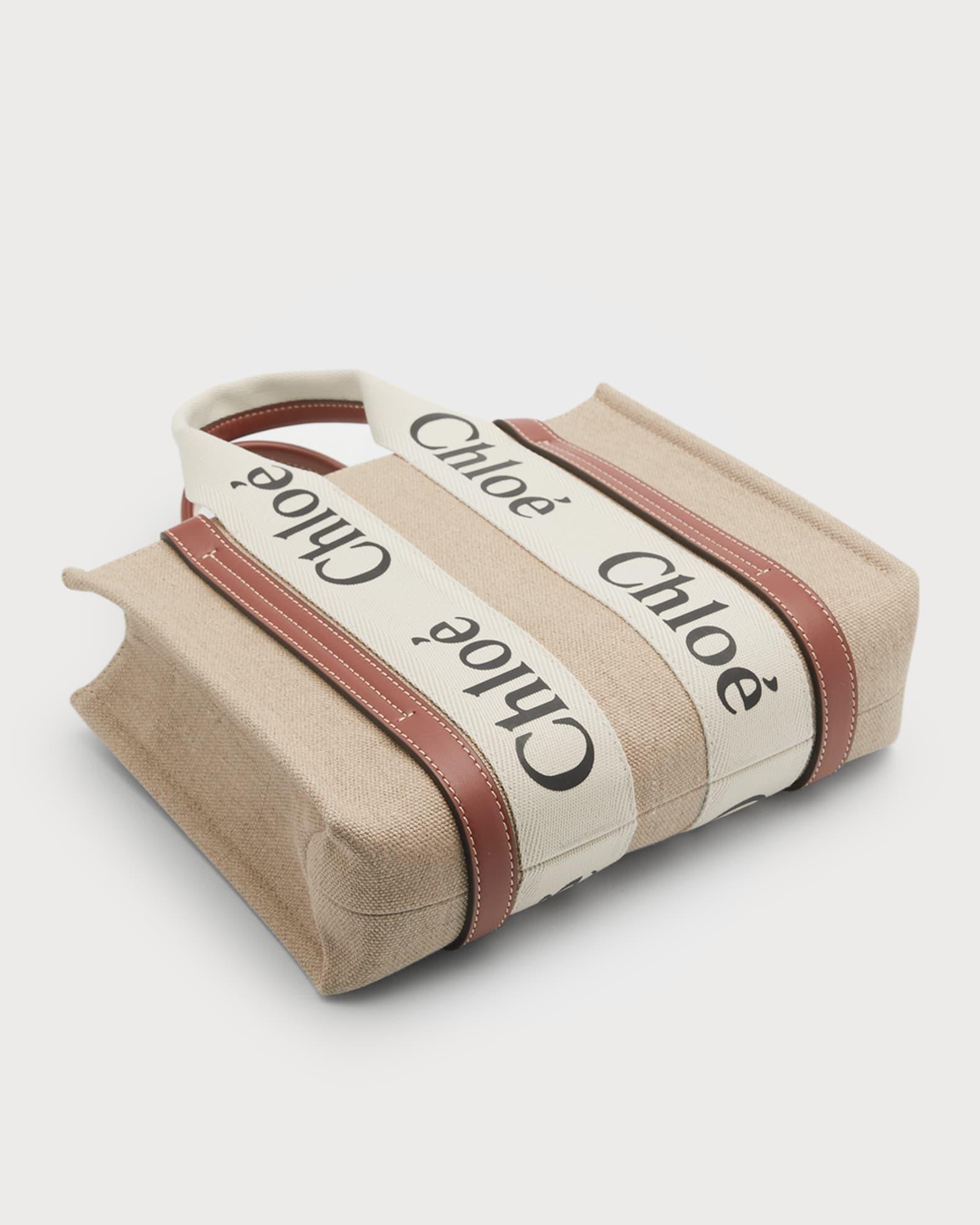 Woody Small Tote Bag in Linen with Crossbody Strap Product Image