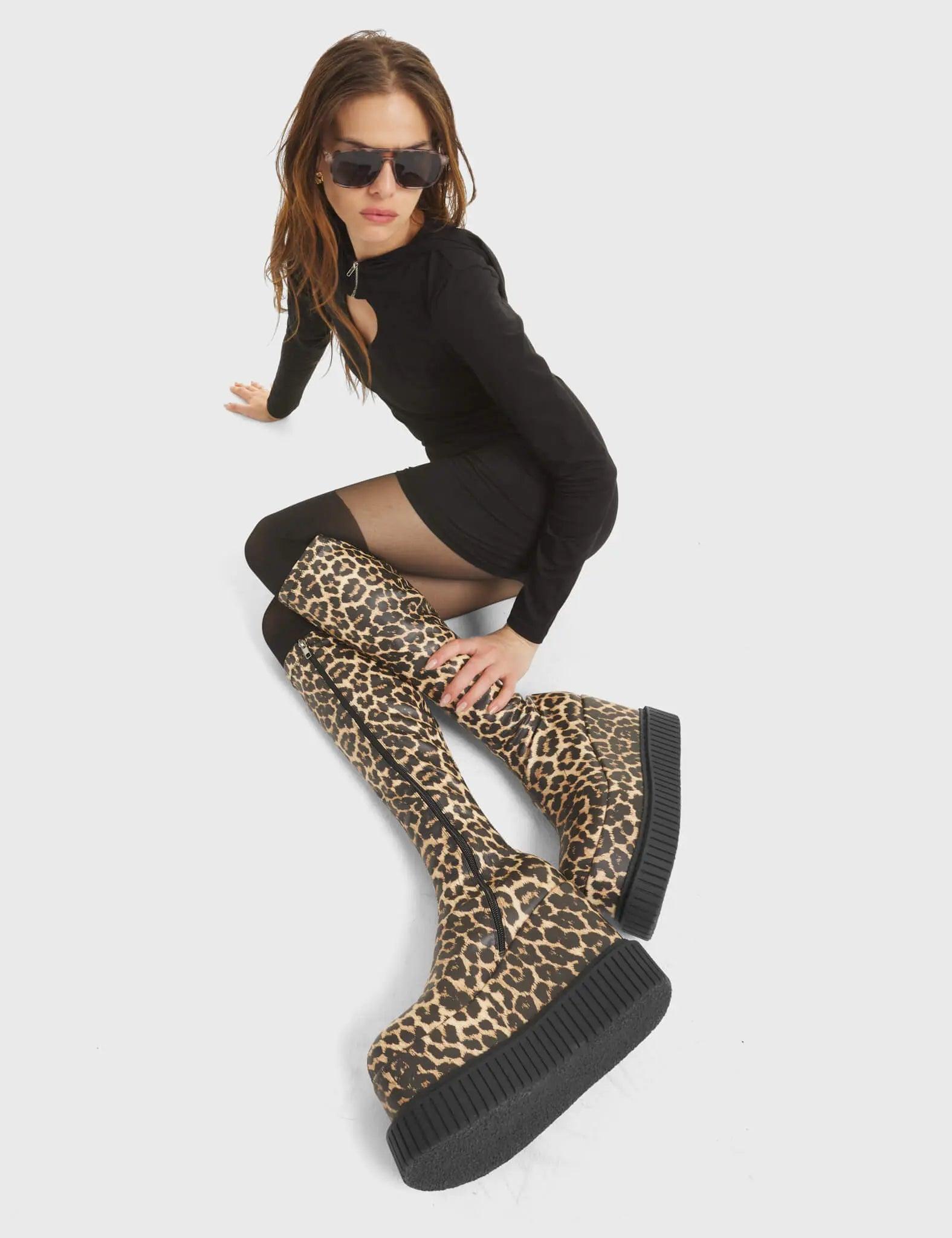 You're Wild Chunky Platform Creeper Knee High Boots Product Image