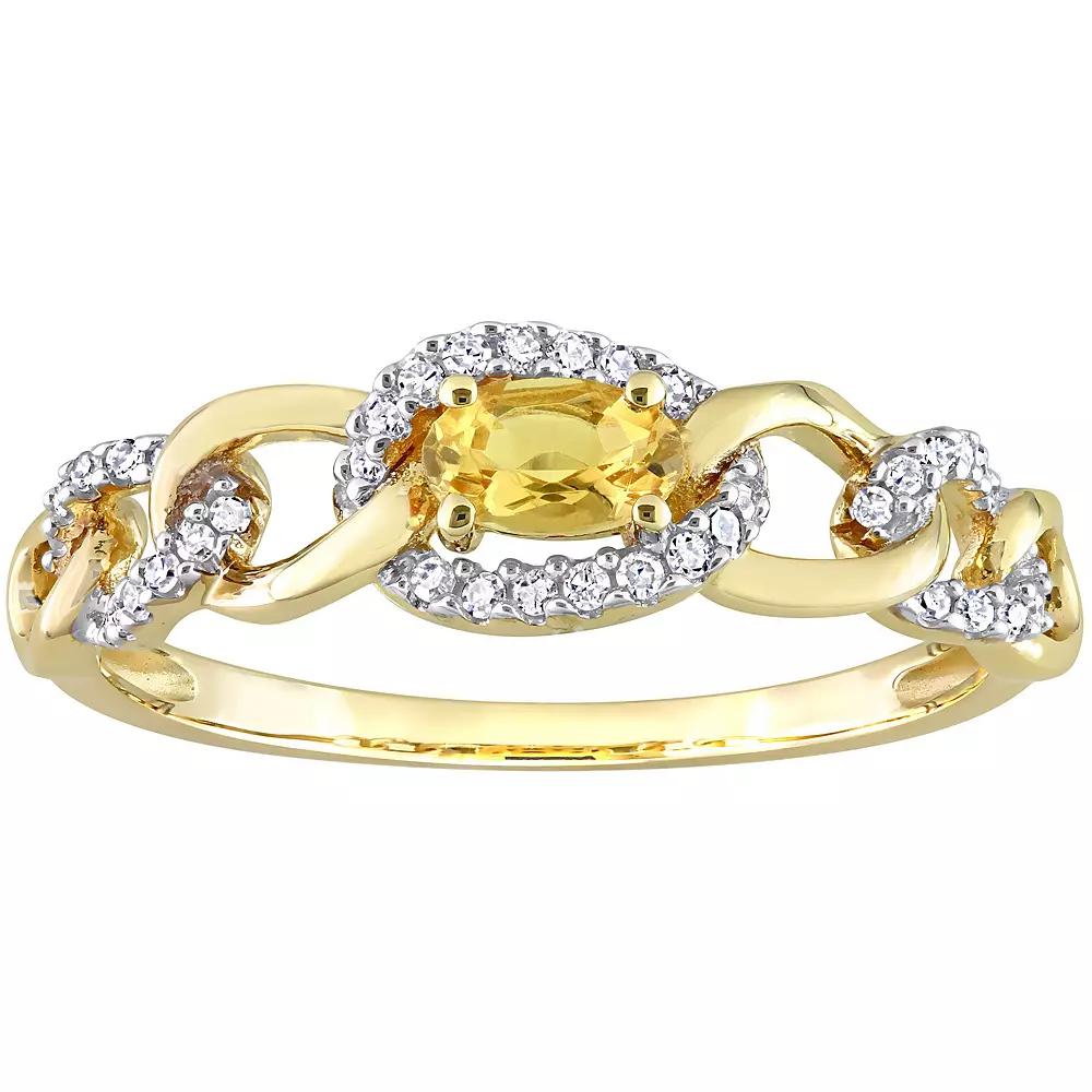 Stella Grace 10k Gold Citrine & 1/8 Carat T.W. Diamond Oval Link Ring, Women's,  Product Image