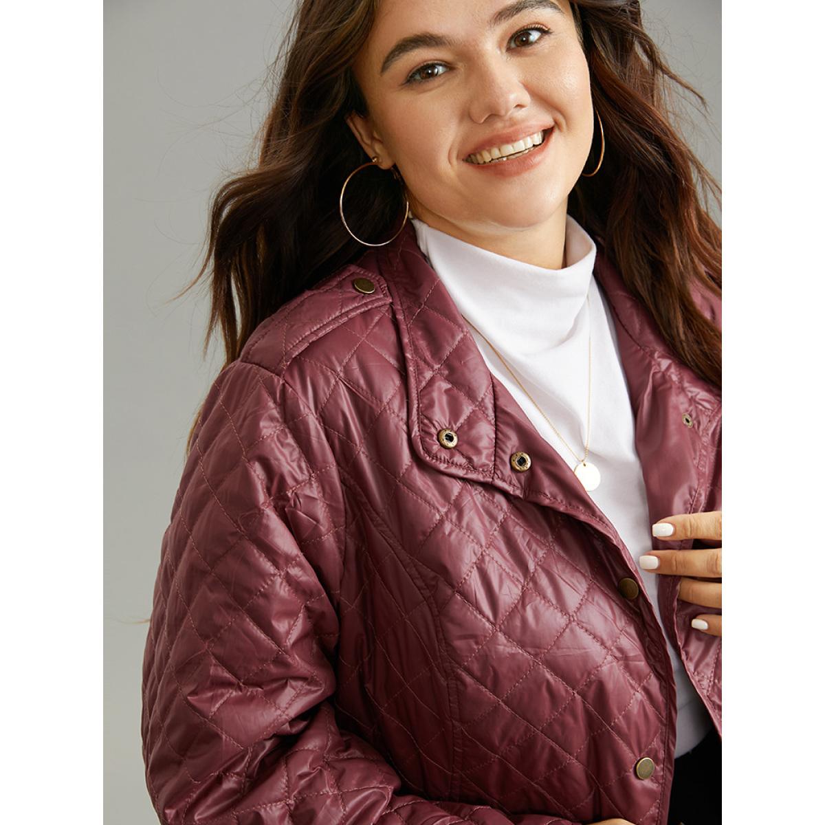 Plus Size Women Dailywear Plain Plain No stretch 14-16/1X Pocket Casual Quilted Jackets BloomChic Product Image