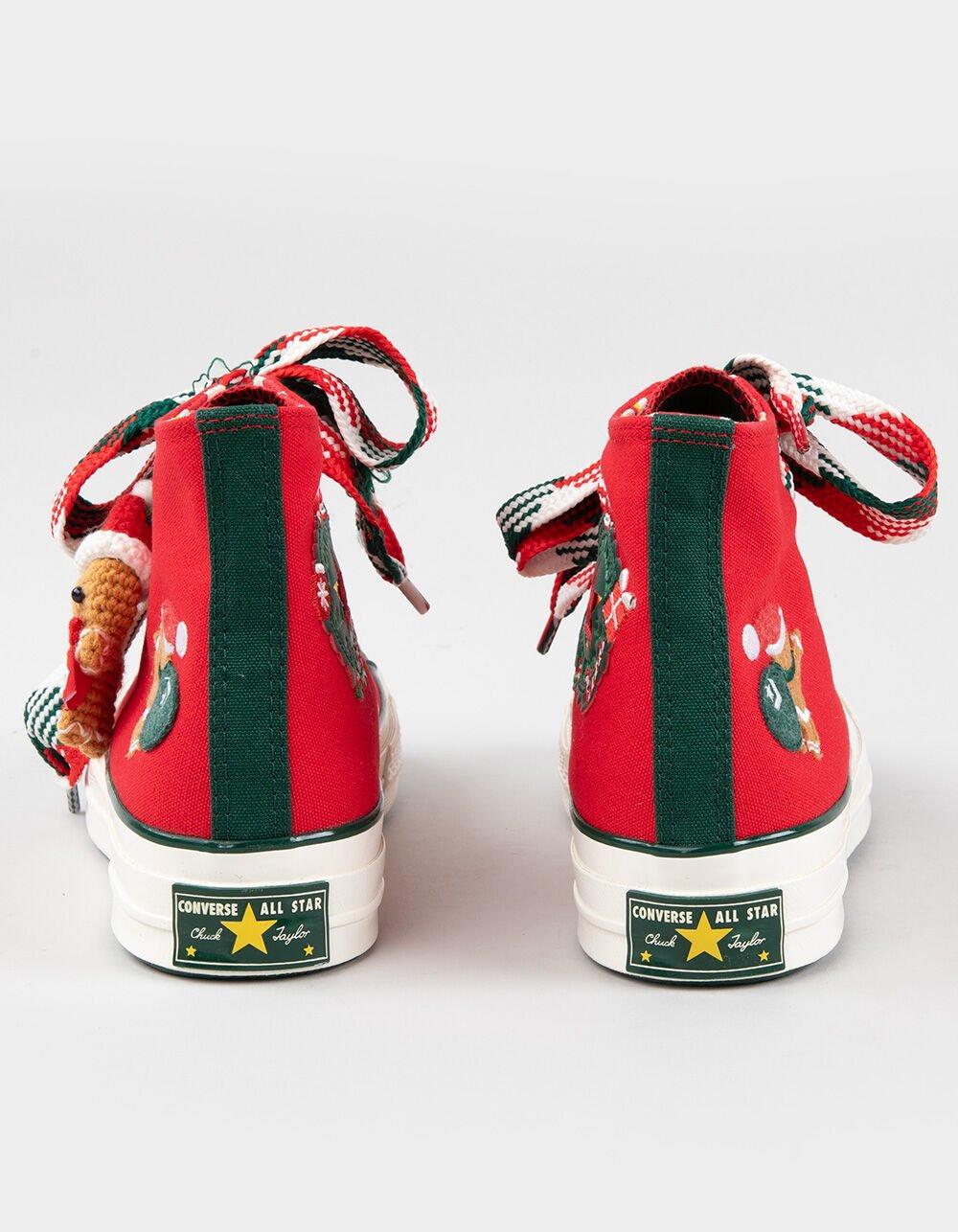 CONVERSE Chuck 70 Christmas High Top Womens Shoes - GREEN Product Image