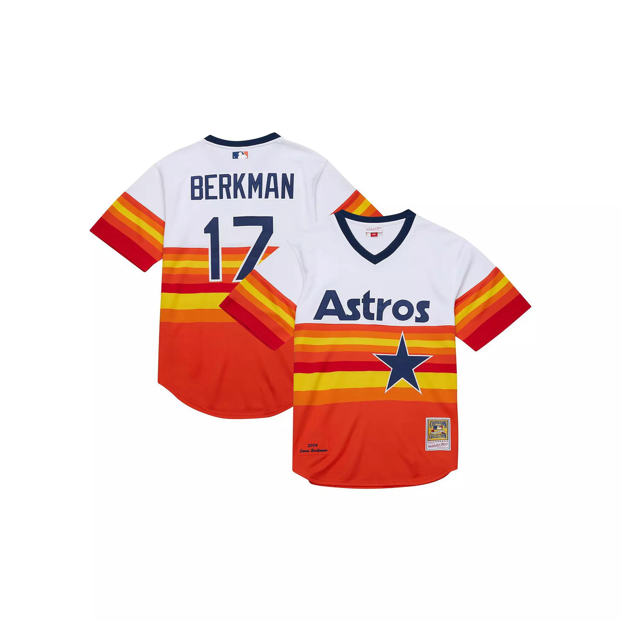 Men's Mitchell & Ness Lance Berkman White Houston Astros 2004 Cooperstown Collection Authentic Throwback Jersey,  Product Image