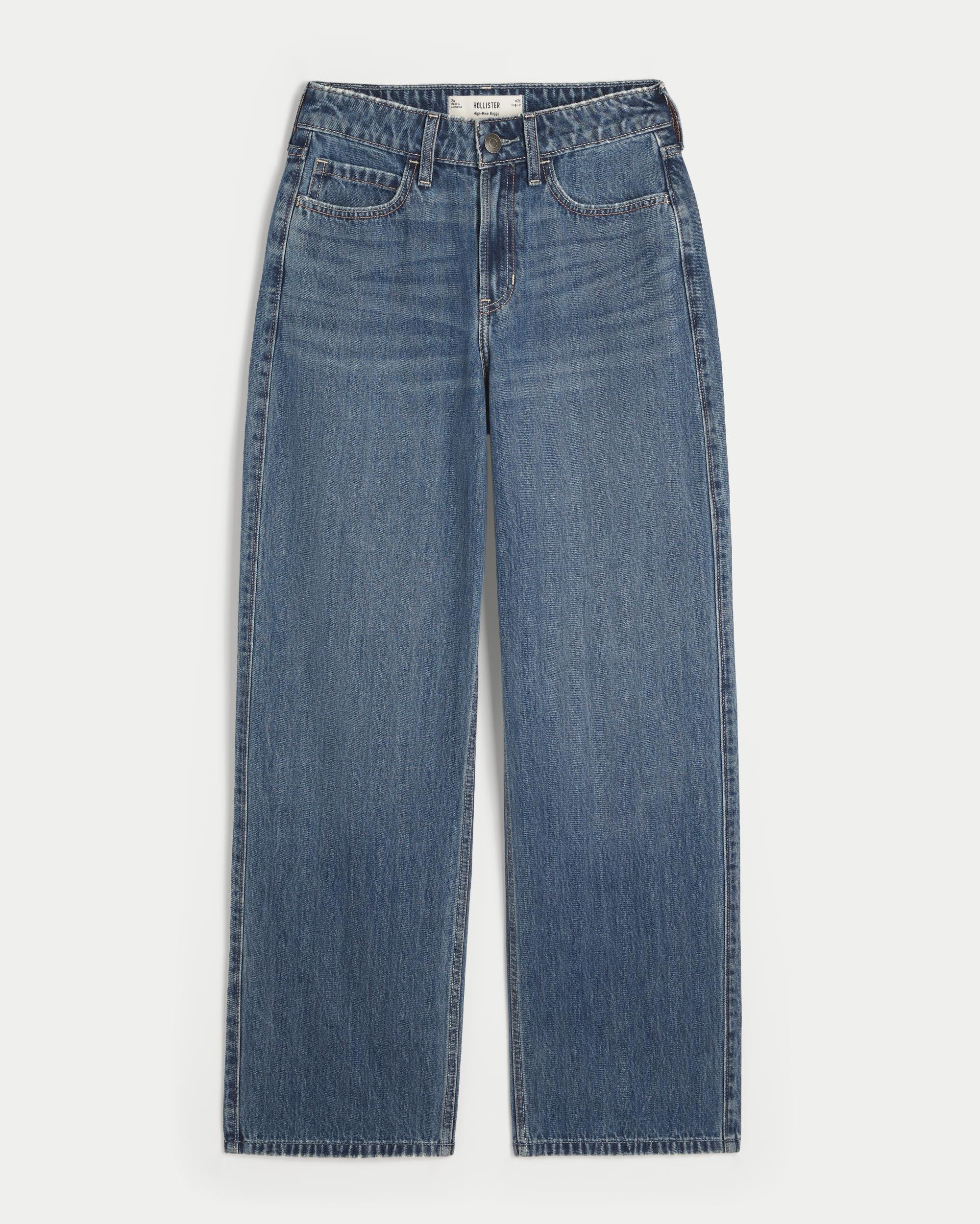 High-Rise Medium Wash Baggy Jeans Product Image