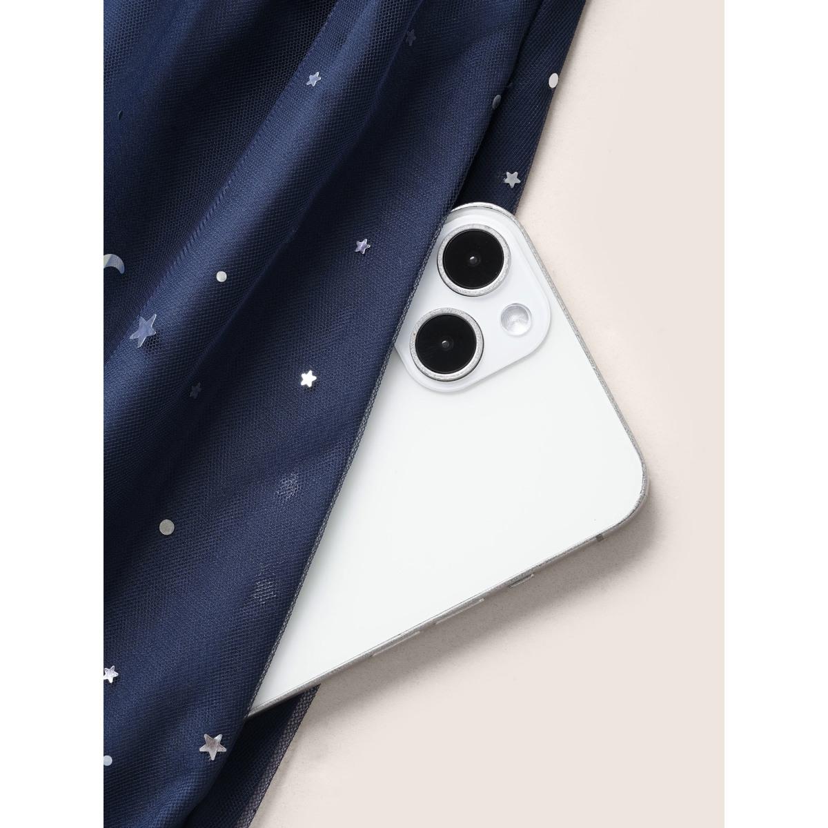 Plus Size Sequin Mesh V Neck Ruffle Cap Sleeve Dress Indigo Women Formal Texture V-neck Cap Sleeve Curvy BloomChic 18-20/2X Product Image