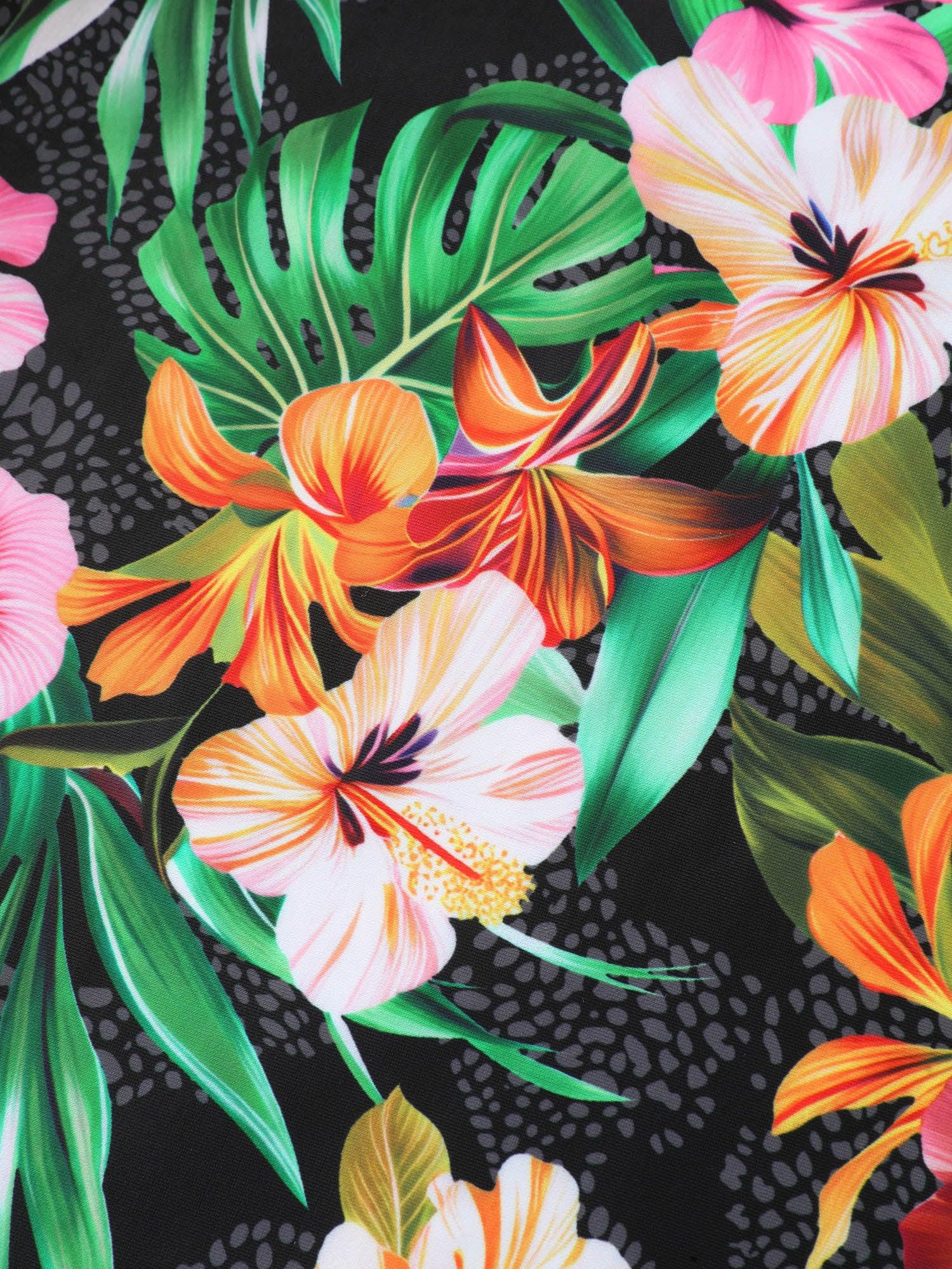 Tropical Floral Print Hip Coverage Swim Dress Female Product Image