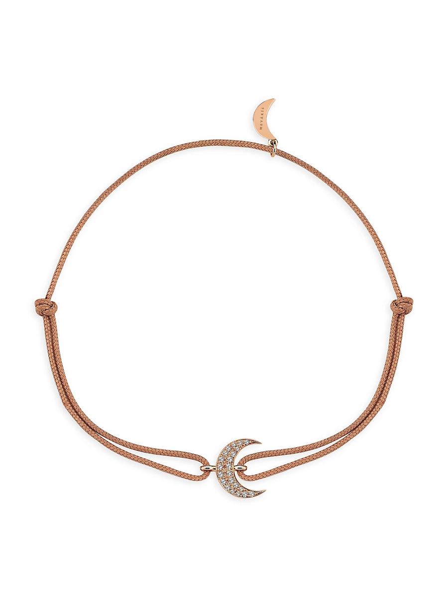 Womens Moonlight 18K Rose Gold & 0.08 TCW Diamond Cord New Moon Bracelet Product Image