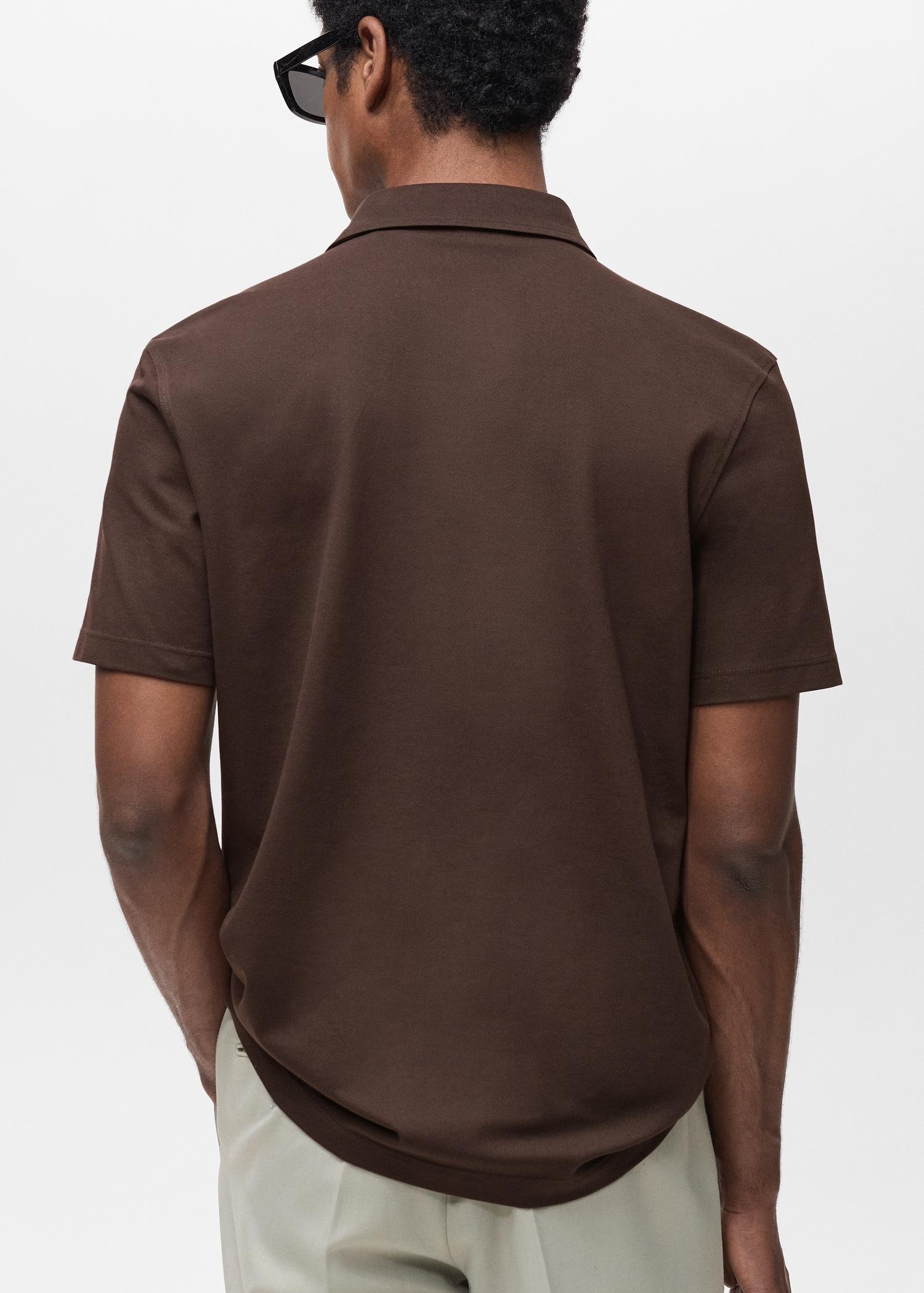Slim-fit cotton-piqué polo shirt - Men | MANGO USA Product Image