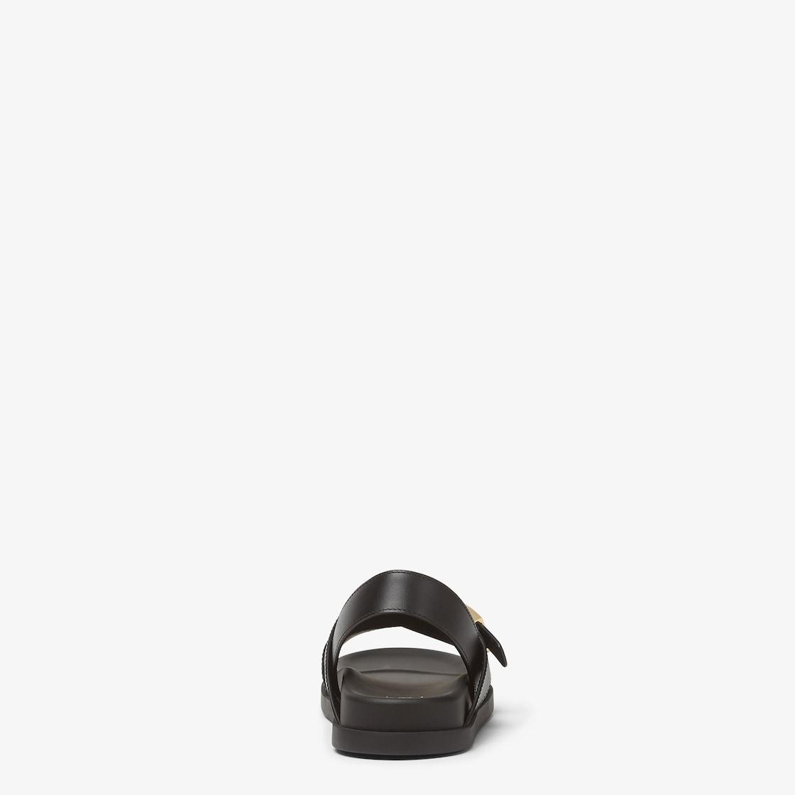 Fendi FeelBlack leather slides Product Image