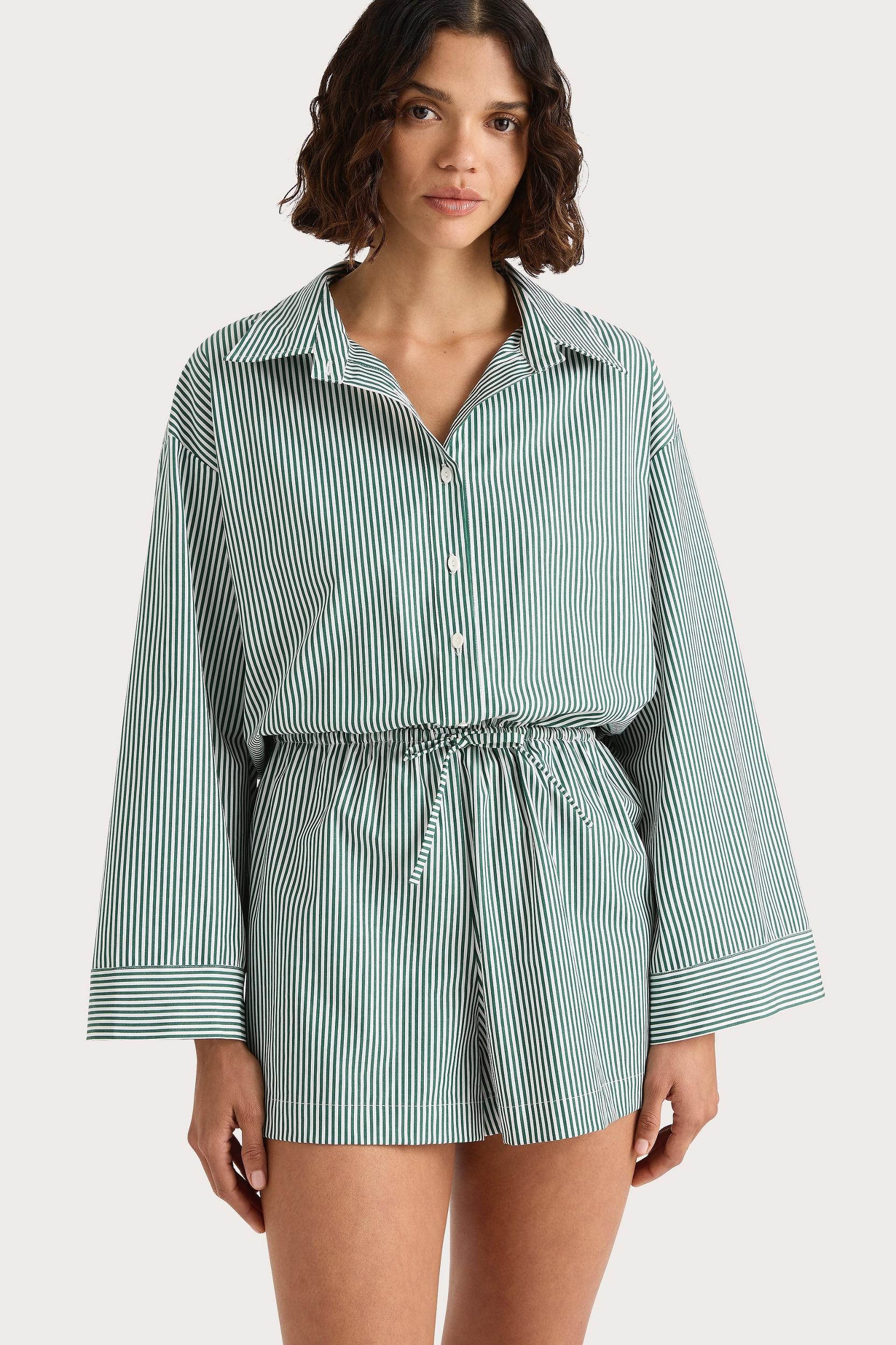 Freja Playsuit Green Stripe - Final Sale Product Image