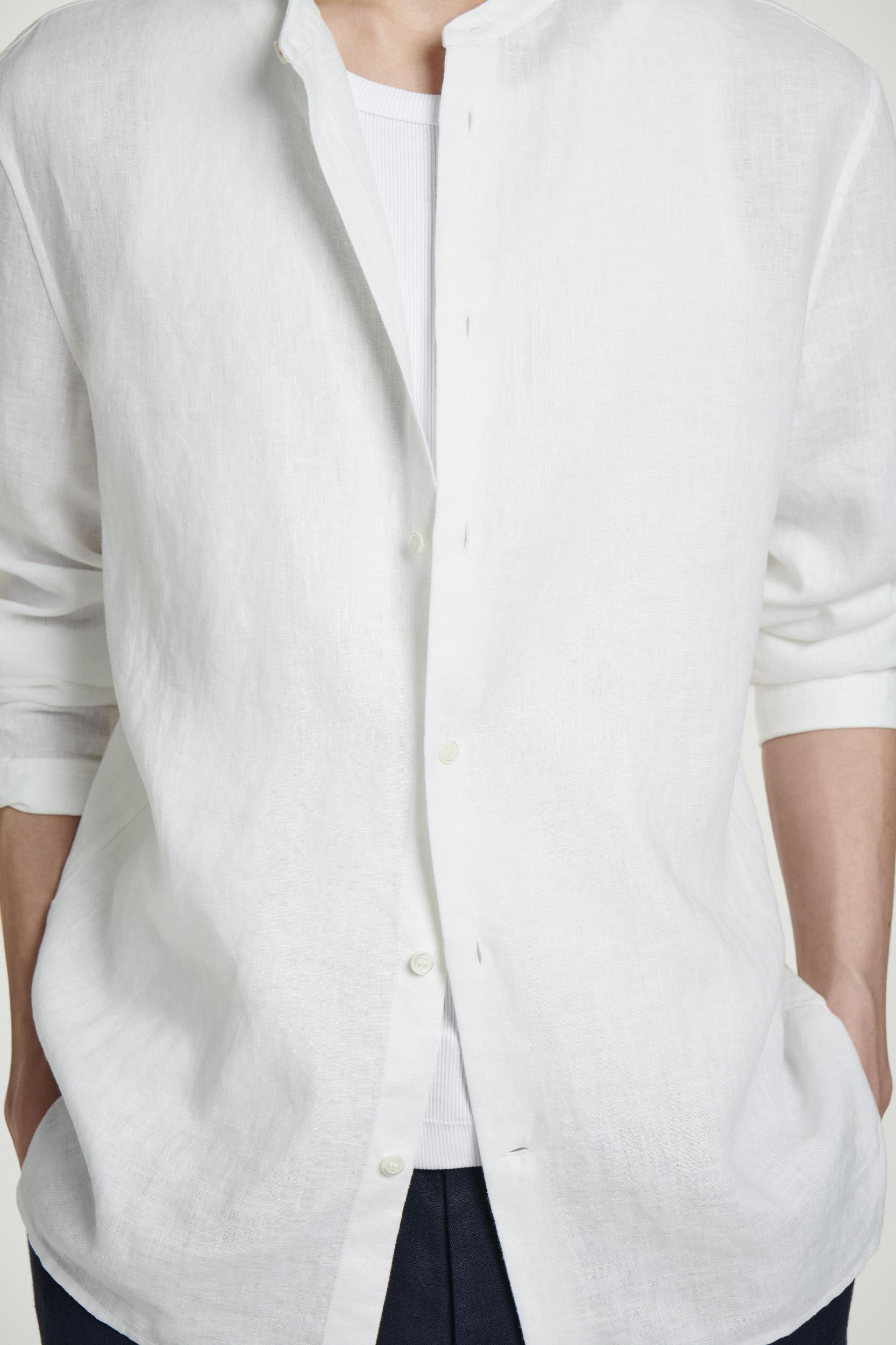 GRANDAD-COLLAR LINEN SHIRT Product Image