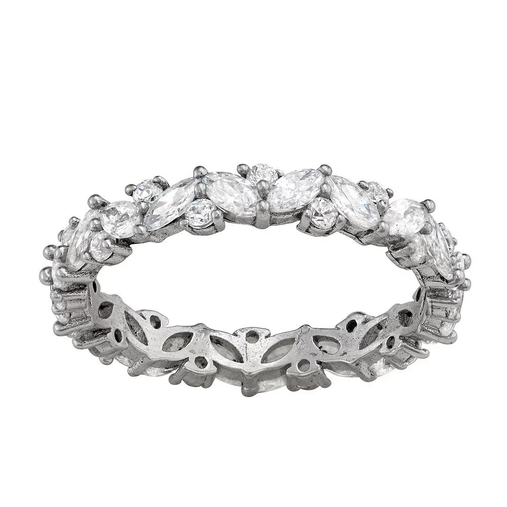 Contessa Di Capri Sterling Silver Cubic Zirconia Round Eternity Ring, Women's, Size: 6 Product Image