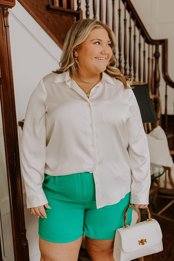 Ready To Remix High Waist Shorts In Green Curves Product Image