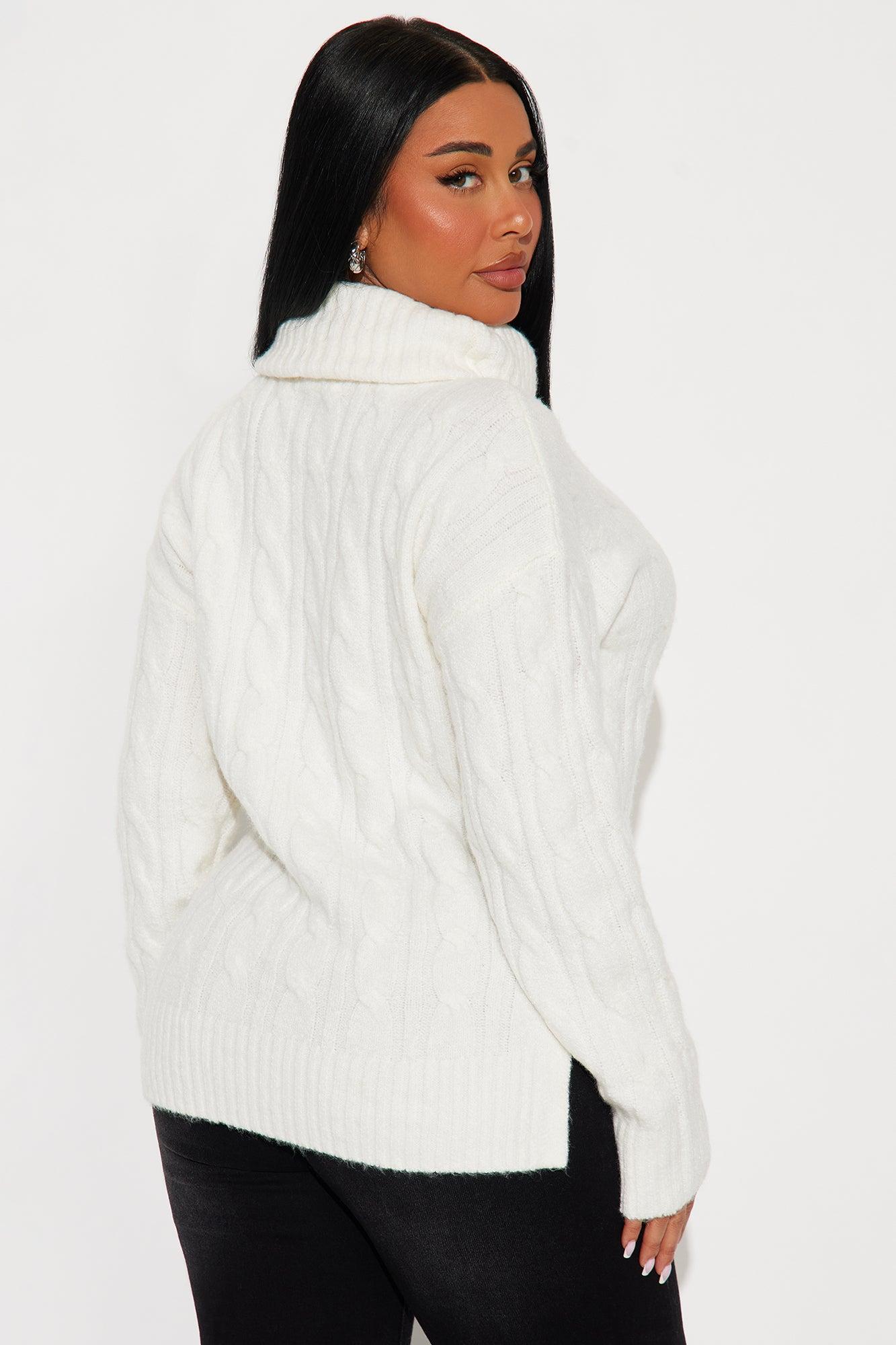 Feeling Chill Cable Knit Turtle Neck Sweater - Ivory Female Product Image