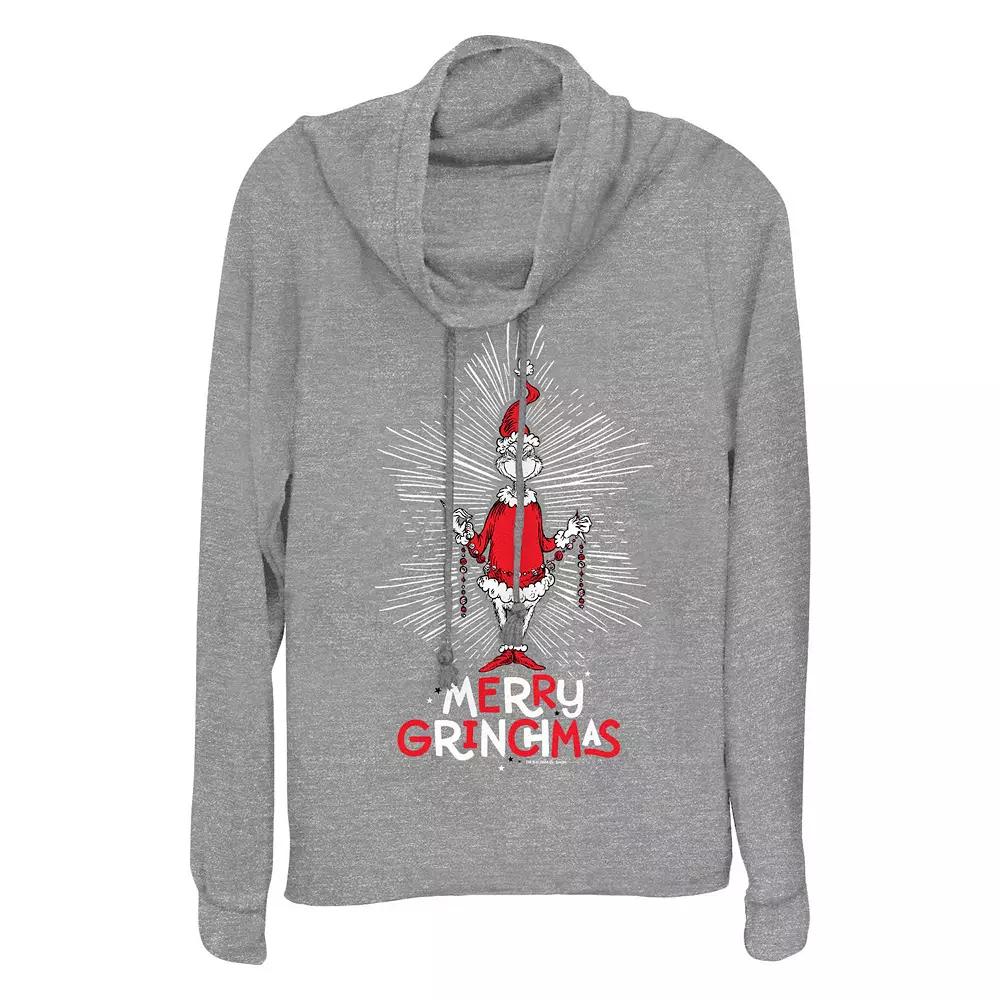 Women's Dr. Seuss Merry Grinchmas Cowlneck Graphic Lightweight Long Sleeve,  Product Image