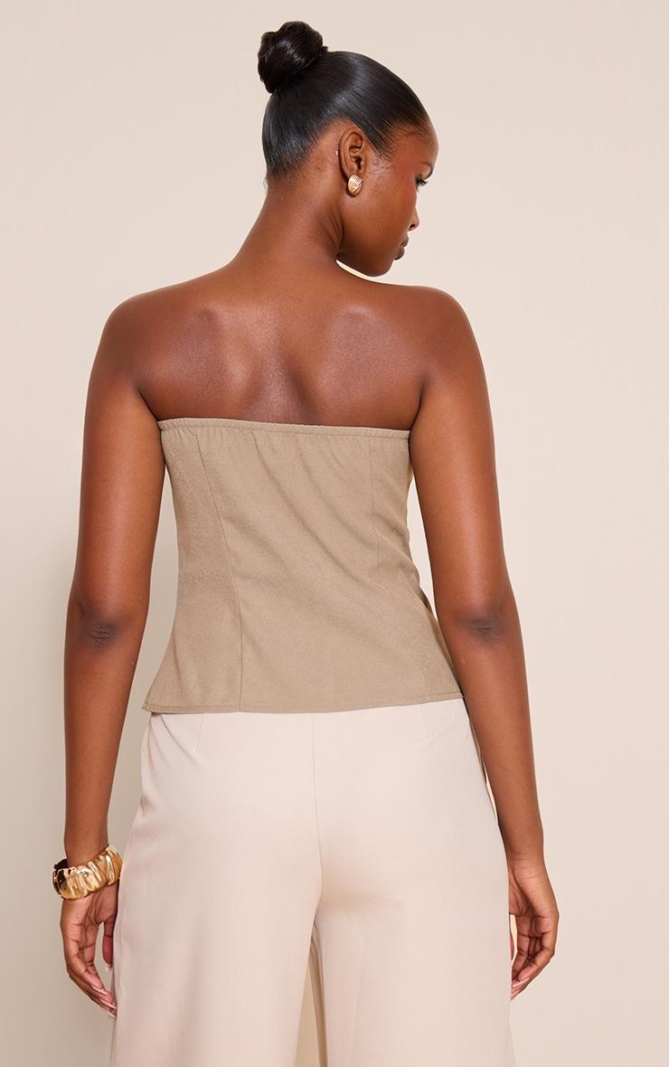 Mushroom Woven Trim Detail Bandeau Top Product Image