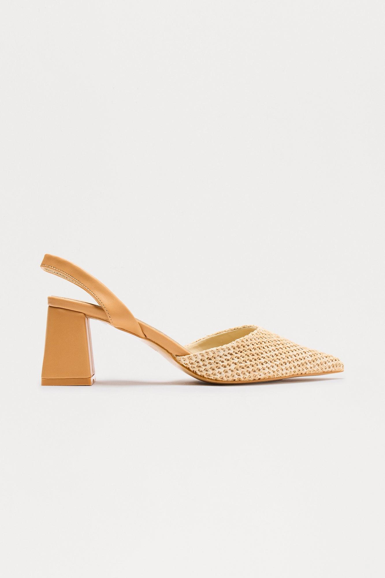 Franca Raffia Slingback Pumps - Beige Female Product Image