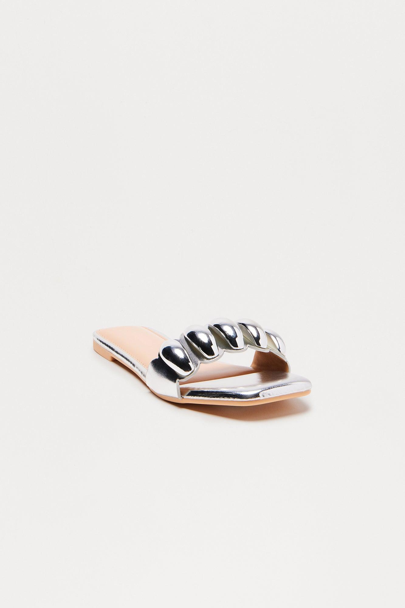 Dami Hardware Slip On Sandals - Silver Female Product Image