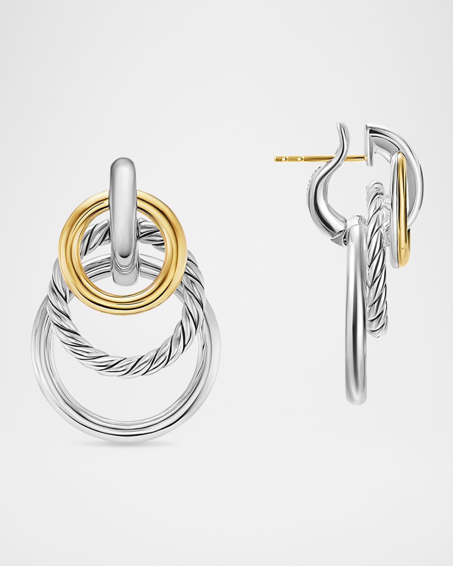 DY Mercer Triple Ring Earrings in Silver with 18K Gold, 35mm Product Image