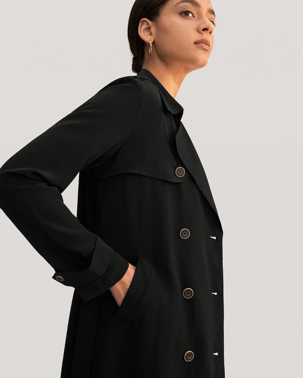 Classic Double-Breasted Silk Trench Coat Product Image