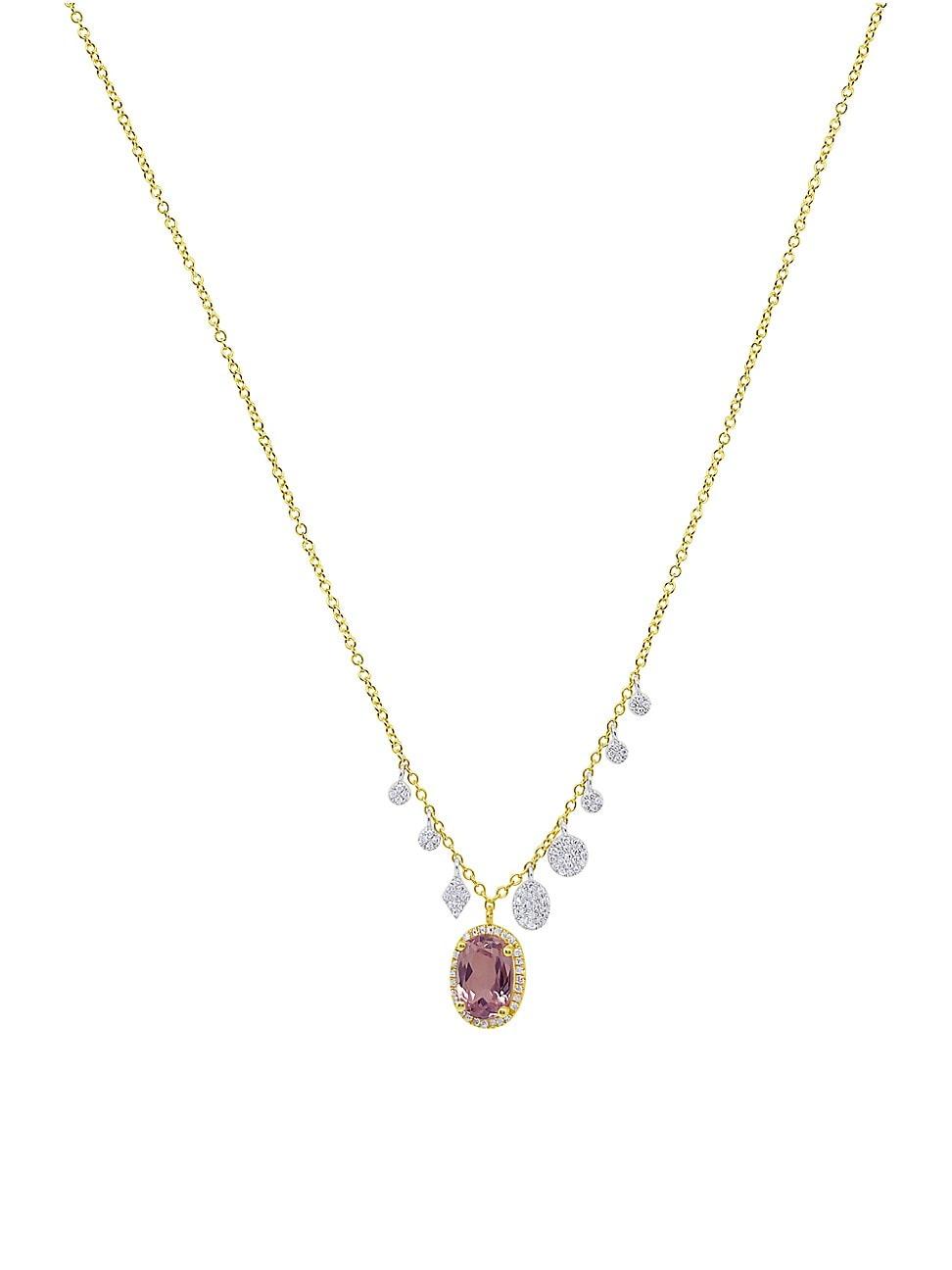 Womens Two-Tone 14K Gold, Kunzite & 0.24 TCW Diamond Pendant Necklace Product Image