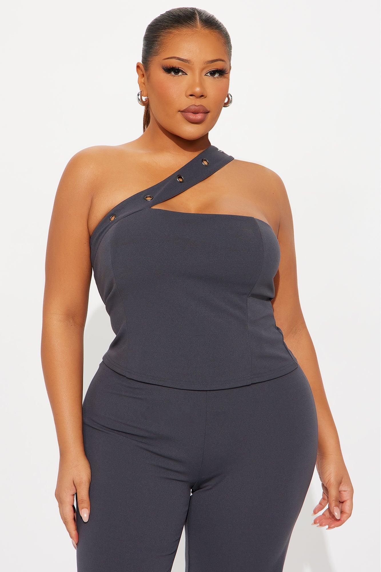 Bold Moves Grommet Pant Set - Grey Female Product Image